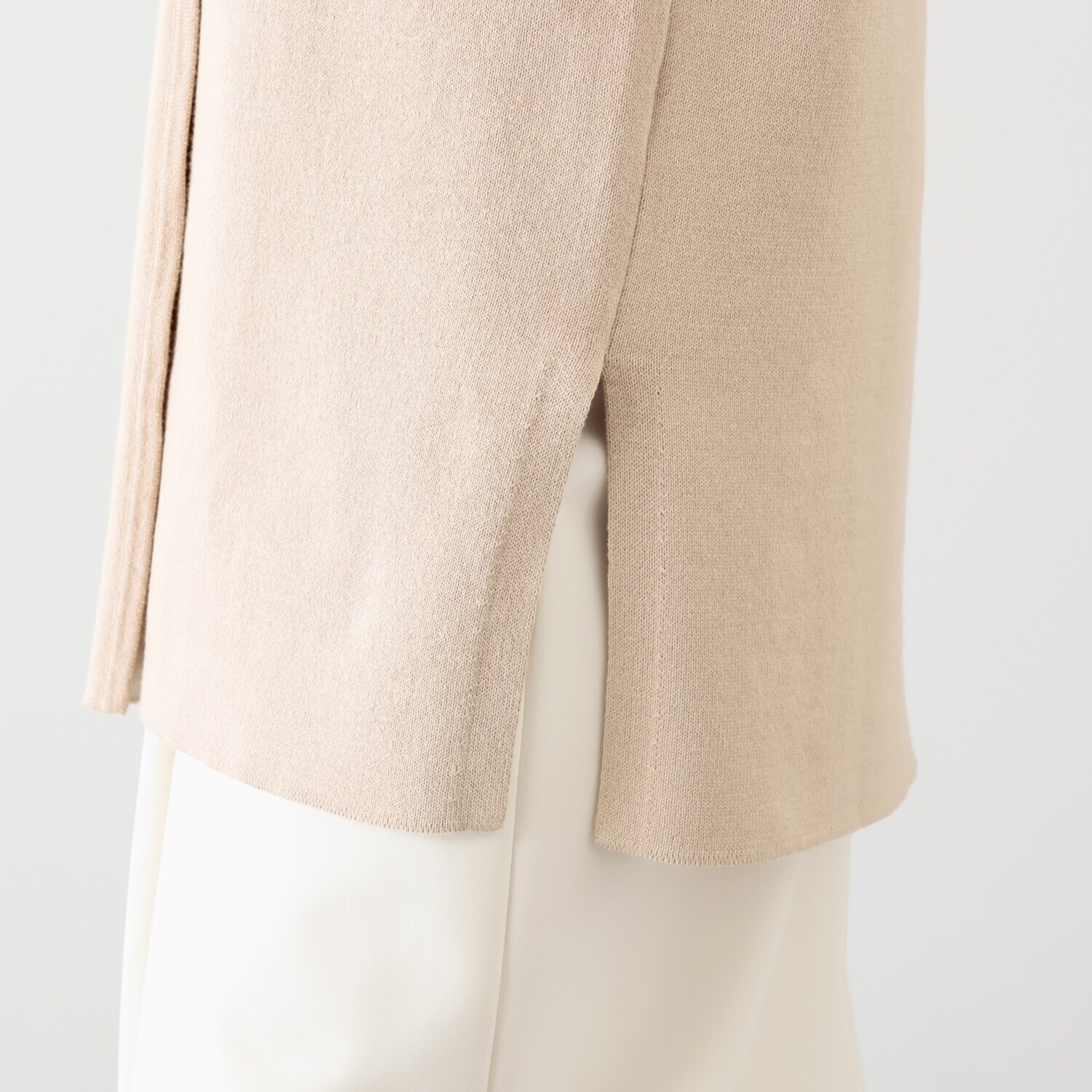 ソアージュ 上品バイカラーで魅せる 軽やかな着心地 ダブルフェイス ニットコーディガン