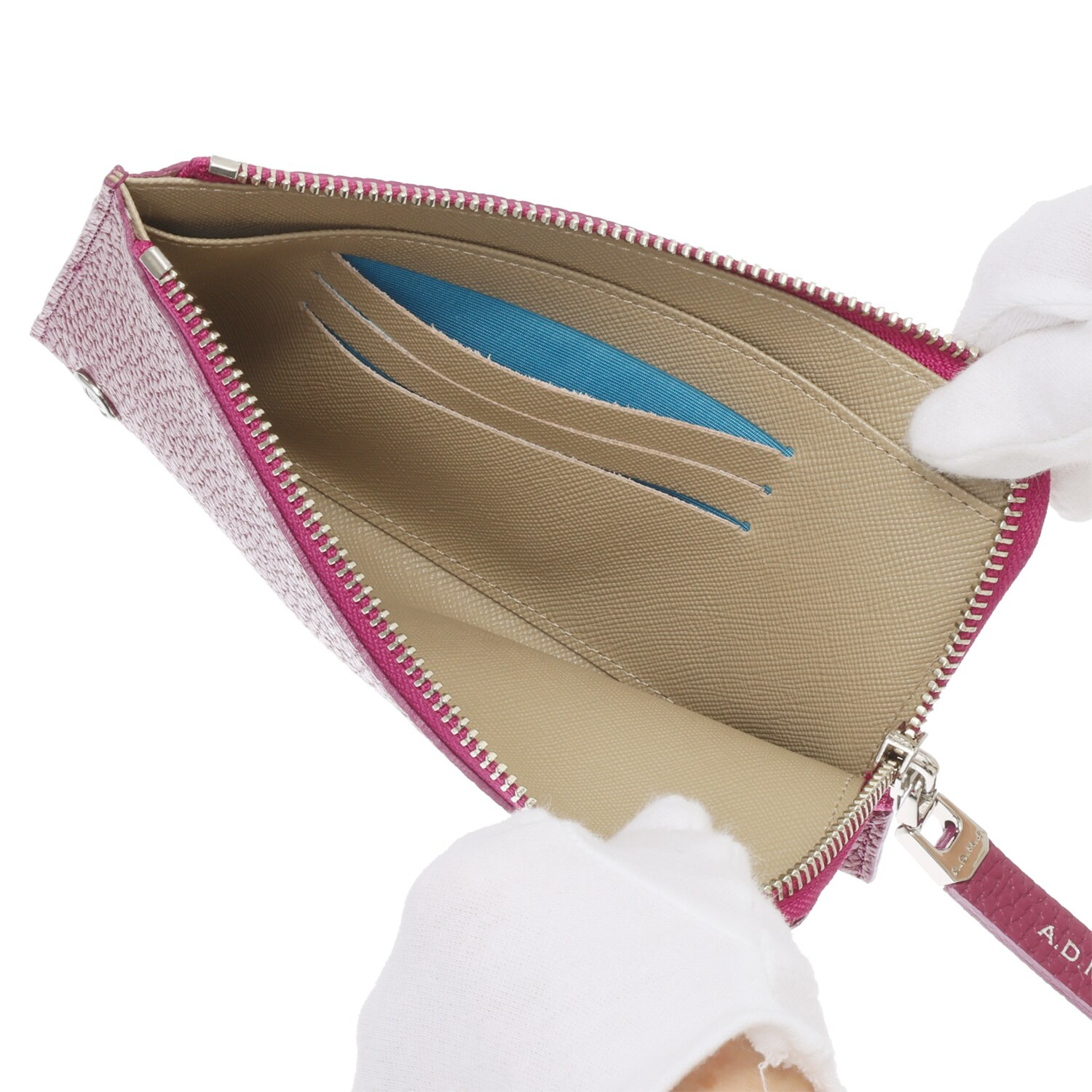 エーディーエムジェイ ＴＨＥ　ＢＥＥ 牛革シュリンク型押し オーガナイザーパース