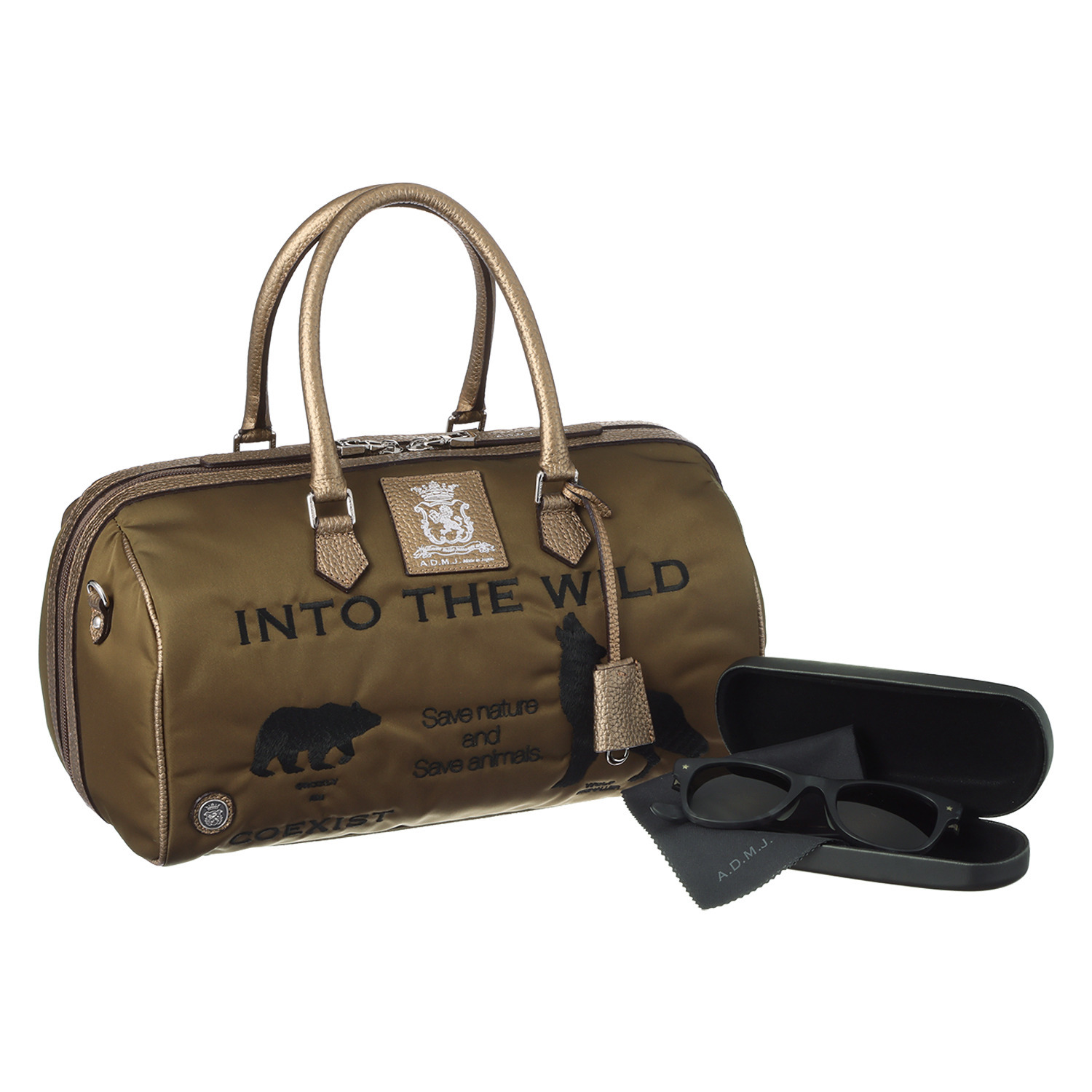 エーディーエムジェイ はっ水 イタリアンナイロン ダッフルバッグ ファッション用グラス付