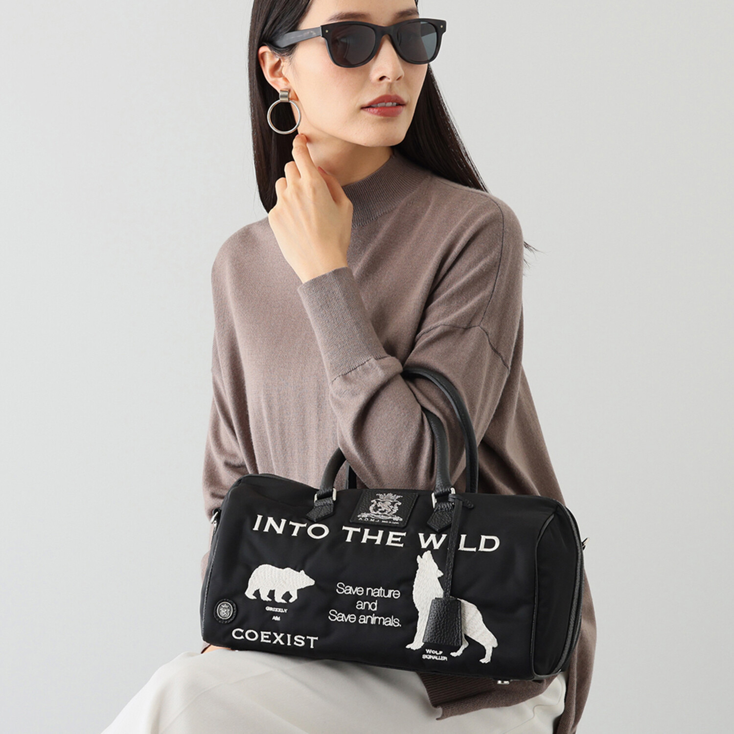 エーディーエムジェイ はっ水 イタリアンナイロン ダッフルバッグ ファッション用グラス付