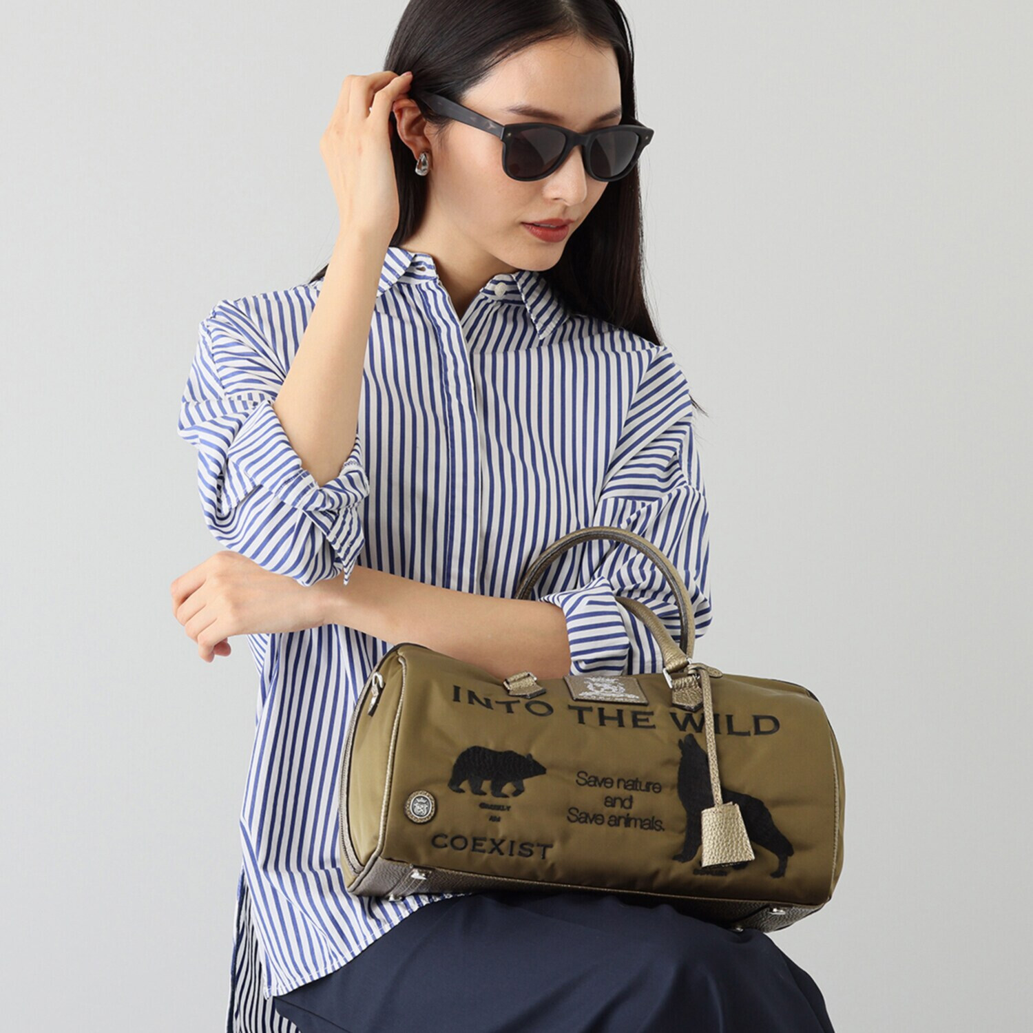 エーディーエムジェイ はっ水 イタリアンナイロン ダッフルバッグ ファッション用グラス付