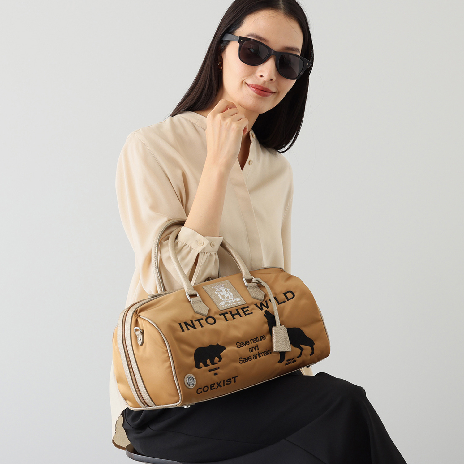 エーディーエムジェイ はっ水 イタリアンナイロン ダッフルバッグ ファッション用グラス付