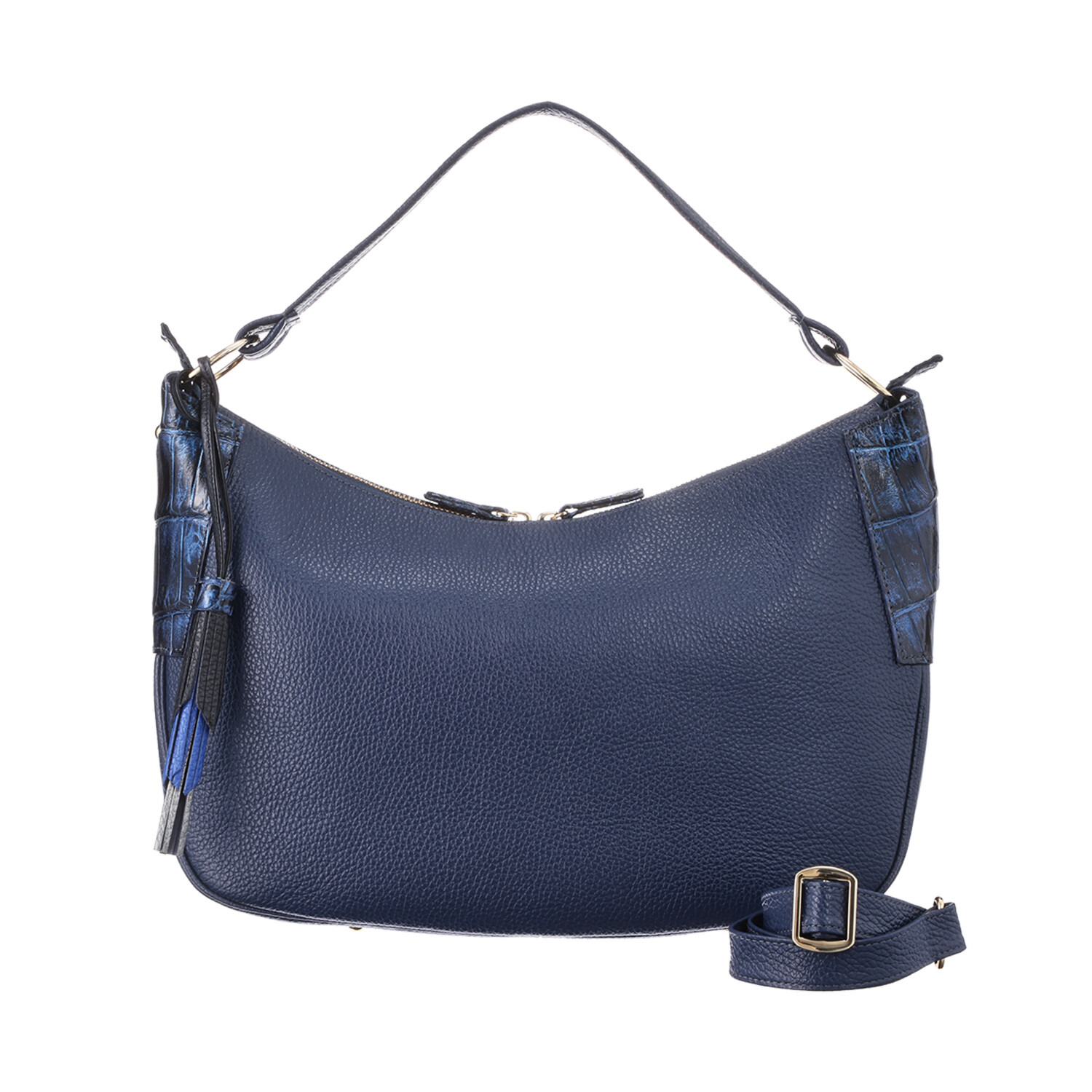 パープルクラウド 日本製 ソフトなイタリア製牛革＆ ポロサスクロコダイル ２ウェイバッグ