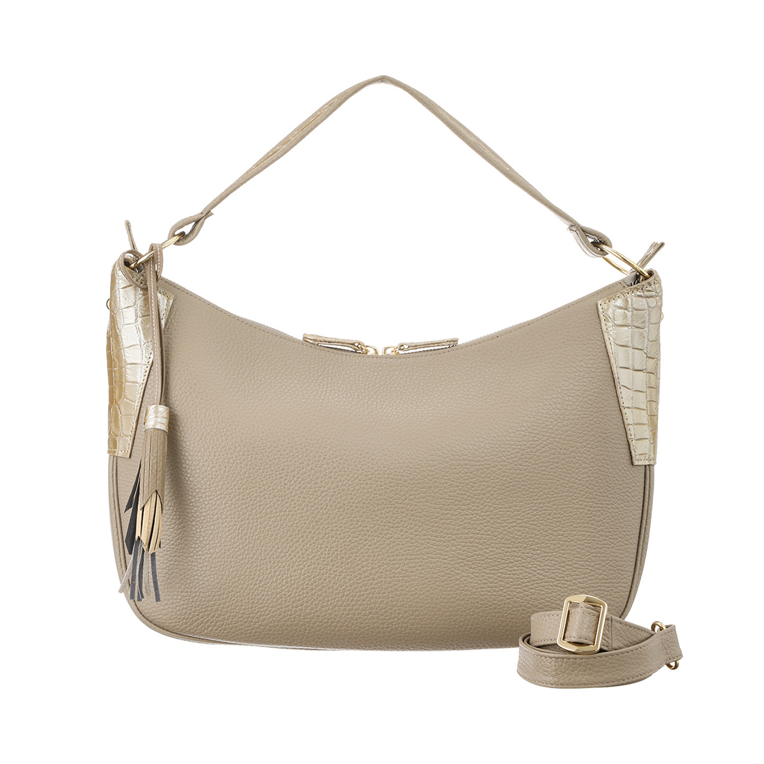 パープルクラウド 日本製 ソフトなイタリア製牛革＆ ポロサスクロコダイル ２ウェイバッグ