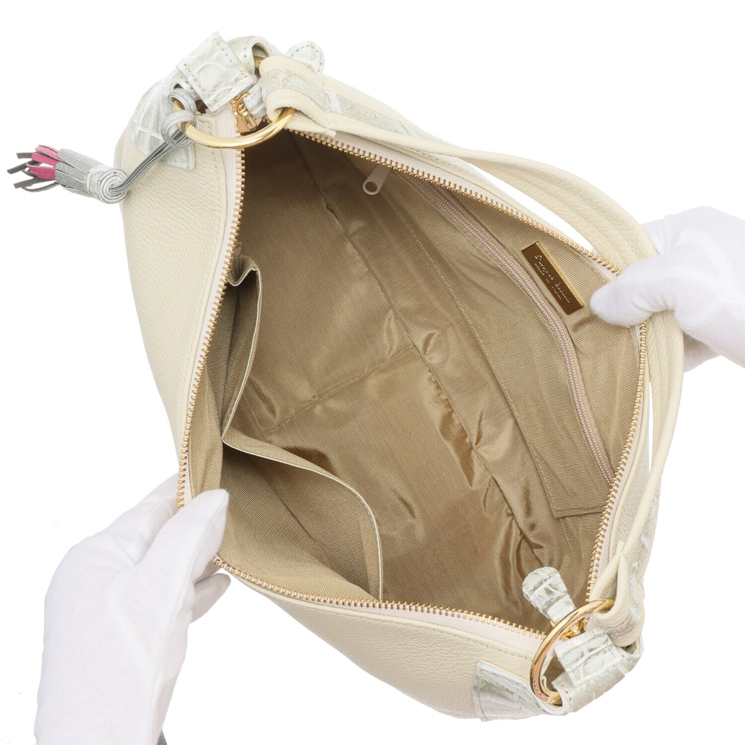 パープルクラウド 日本製 ソフトなイタリア製牛革＆ ポロサスクロコダイル ２ウェイバッグ