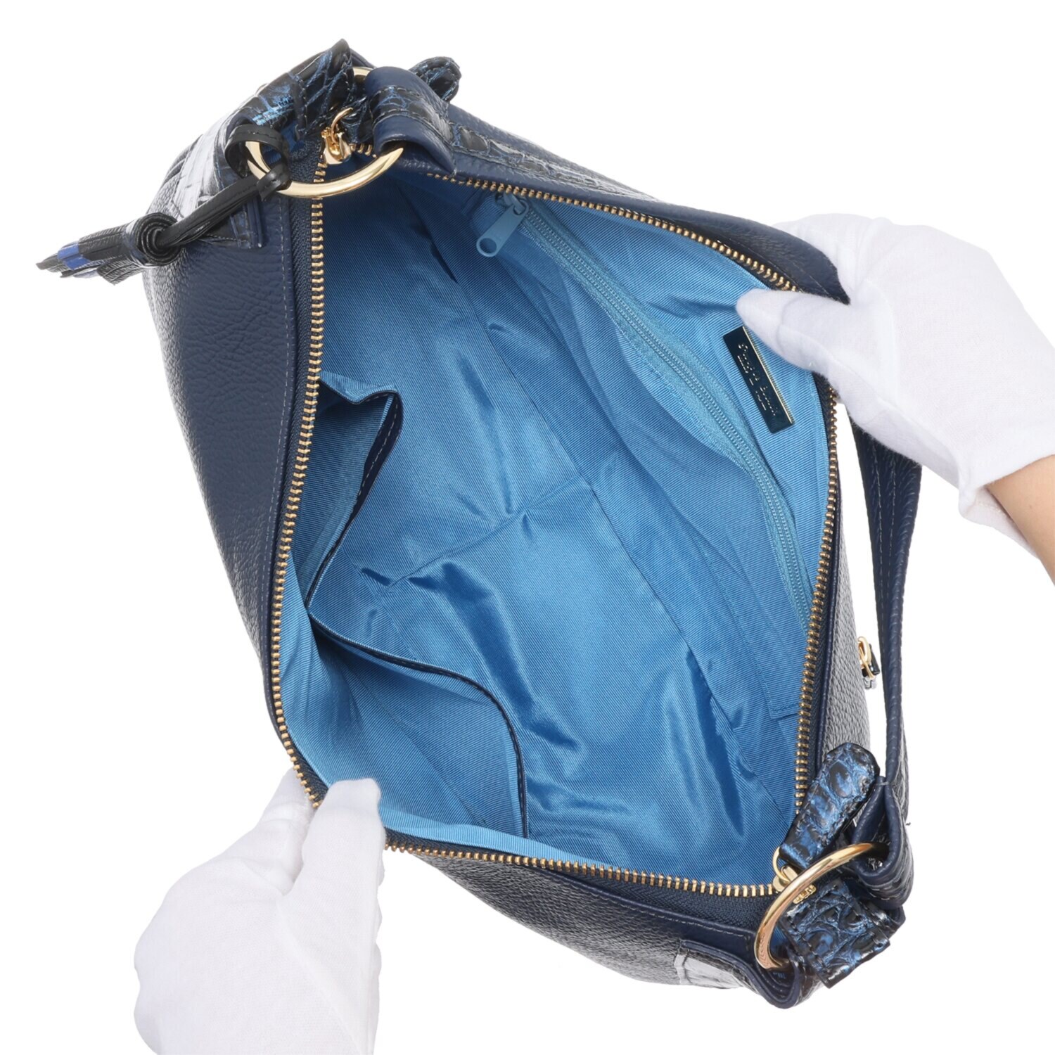 パープルクラウド 日本製 ソフトなイタリア製牛革＆ ポロサスクロコダイル ２ウェイバッグ