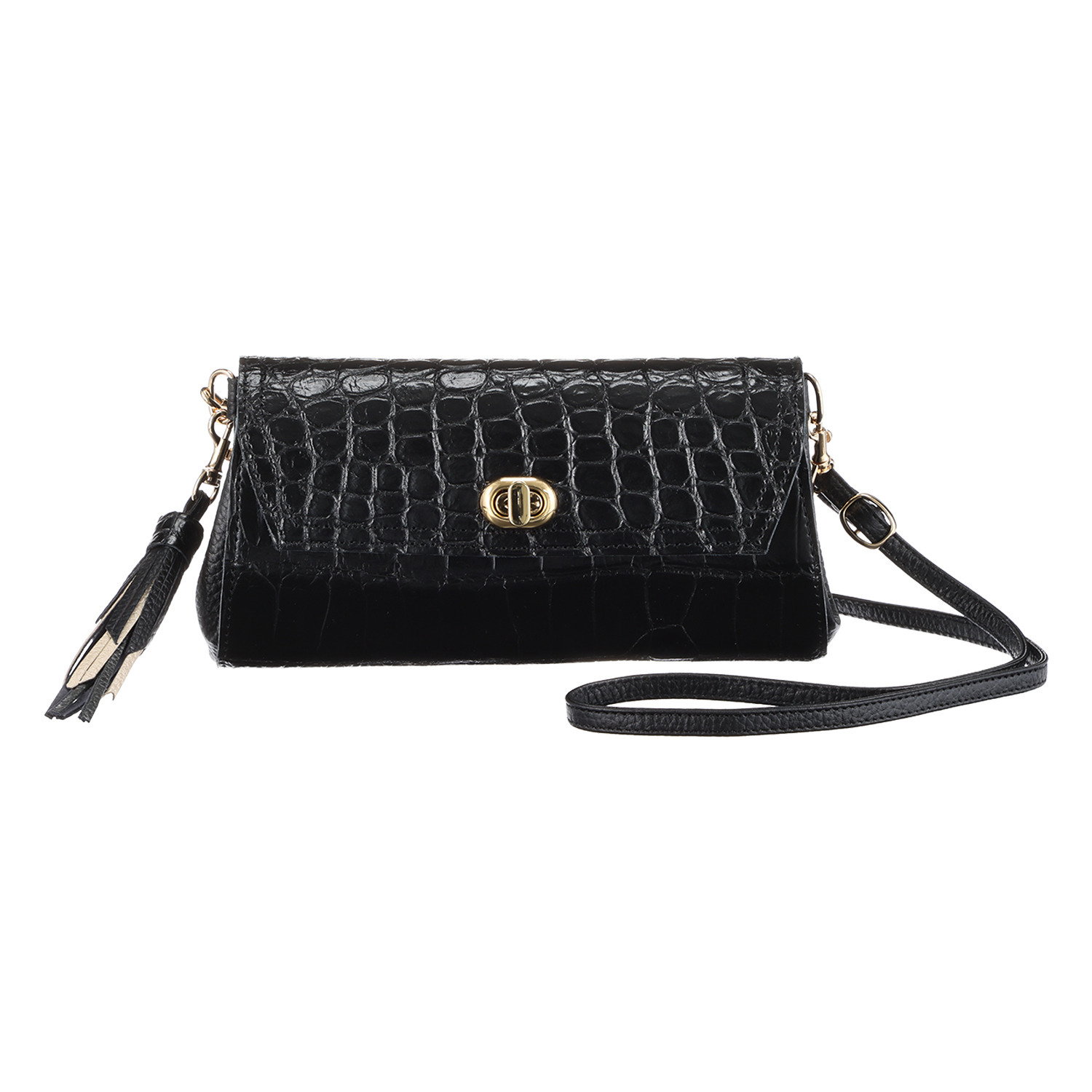 パープルクラウド 日本製 ソフトな ポロサスクロコダイル ２ウェイお財布ポシェット