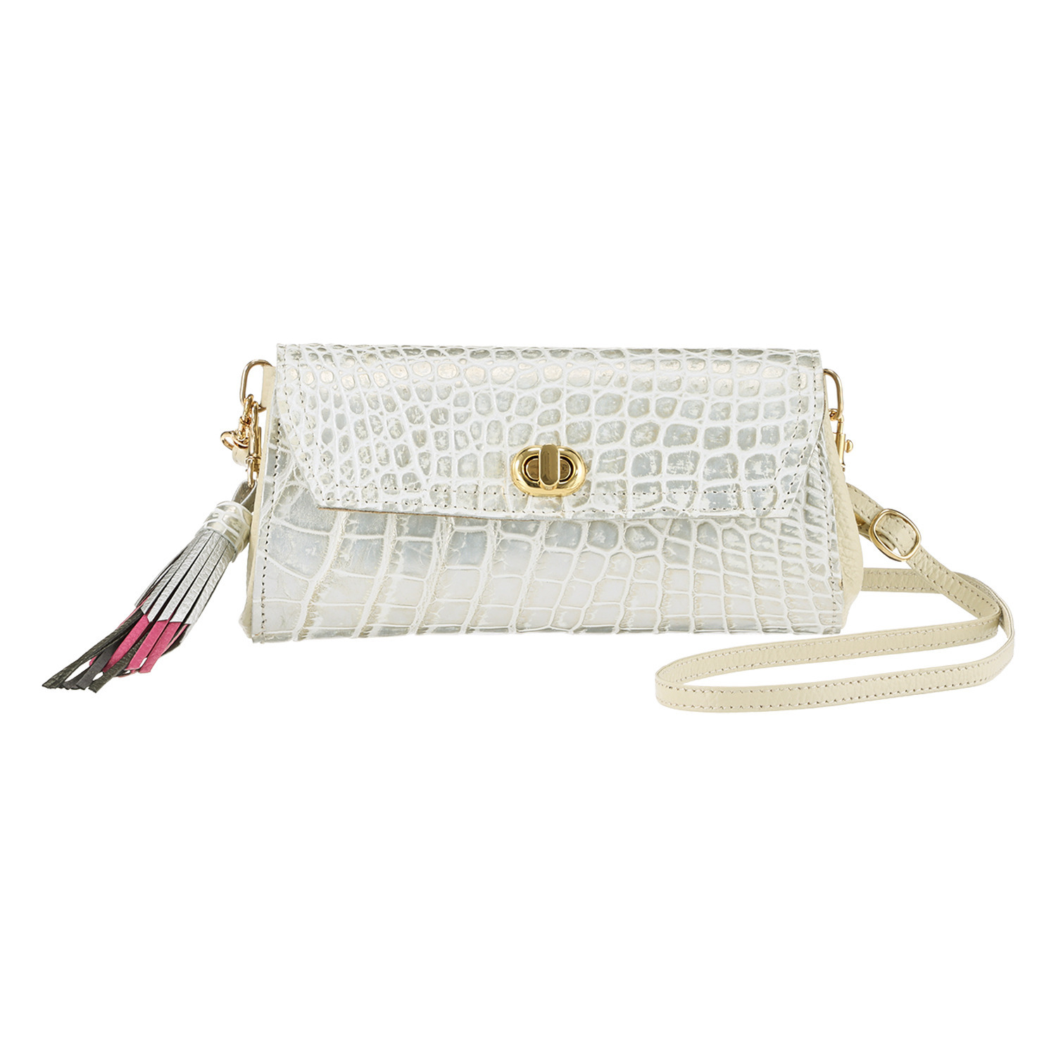 パープルクラウド 日本製 ソフトな ポロサスクロコダイル ２ウェイお財布ポシェット