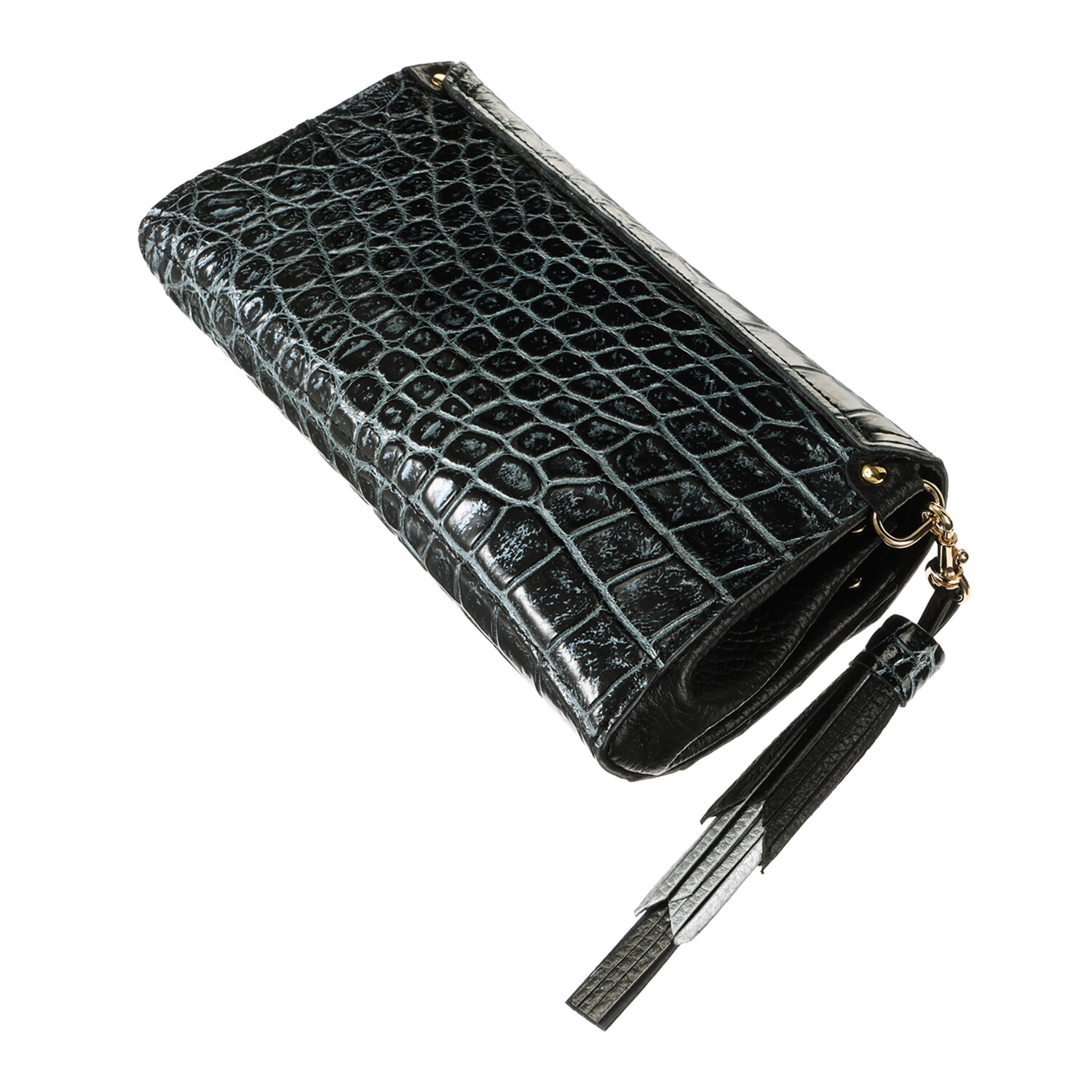 パープルクラウド 日本製 ソフトな ポロサスクロコダイル ２ウェイお財布ポシェット