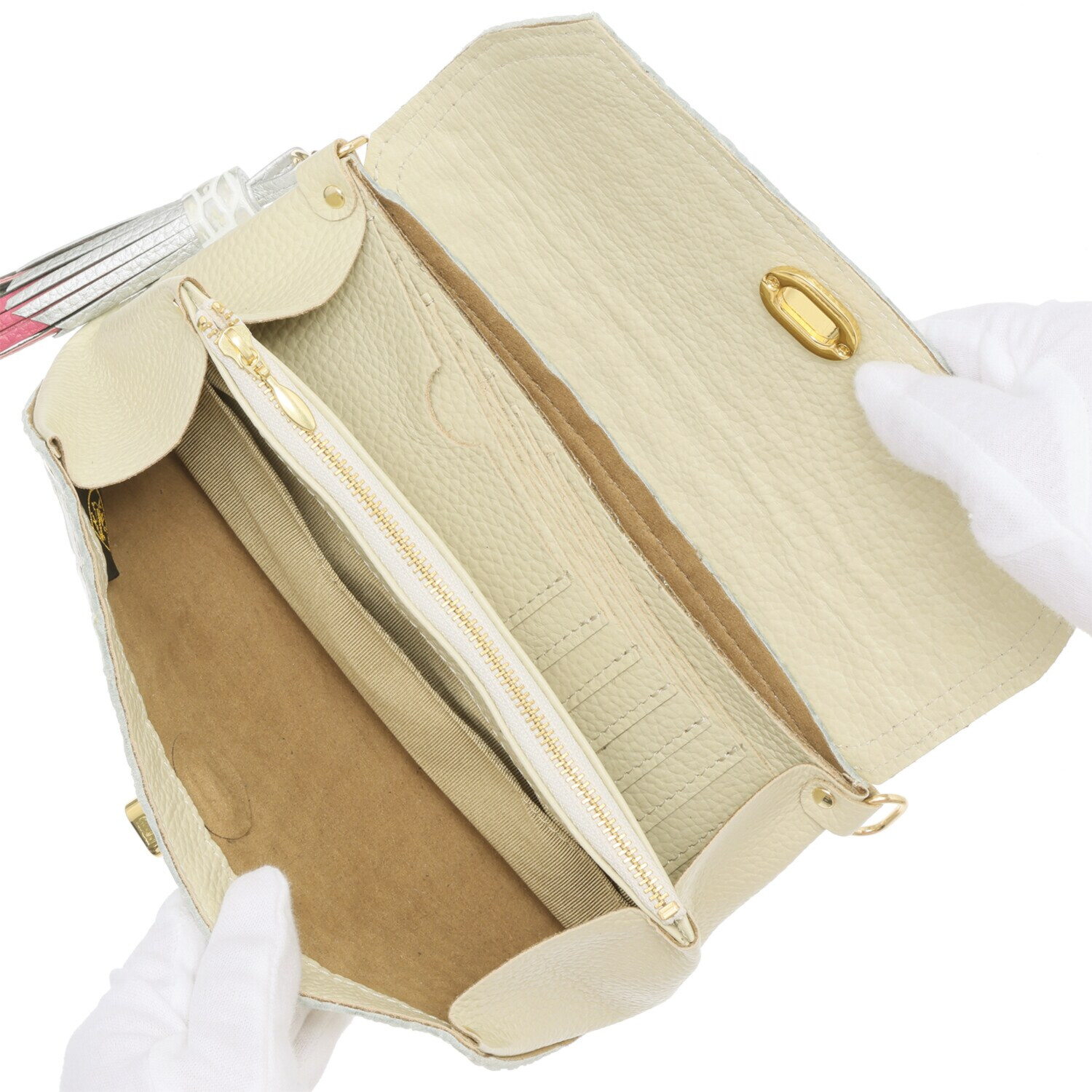 パープルクラウド 日本製 ソフトな ポロサスクロコダイル ２ウェイお財布ポシェット