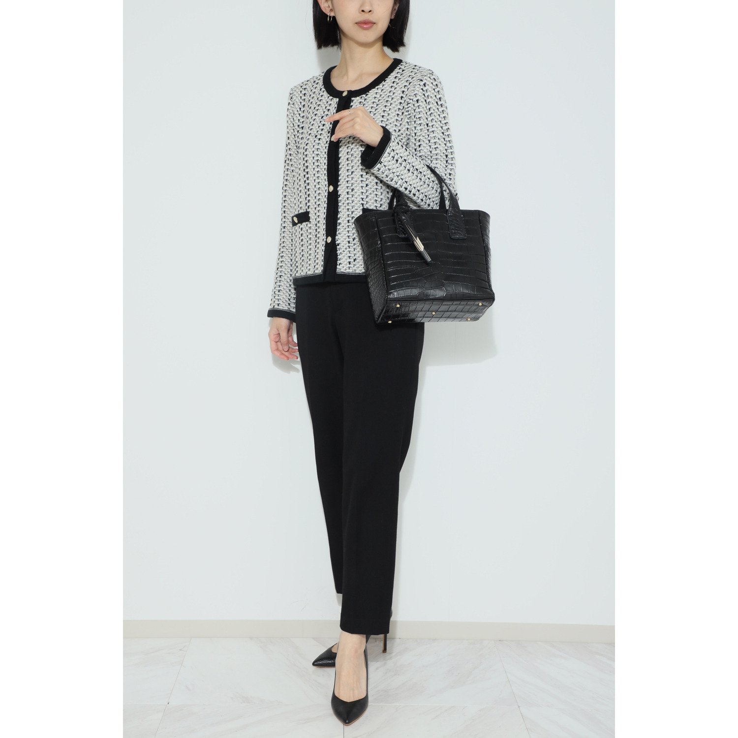 パープルクラウド 日本製 ポロサスクロコダイル ２ウェイトートバッグ