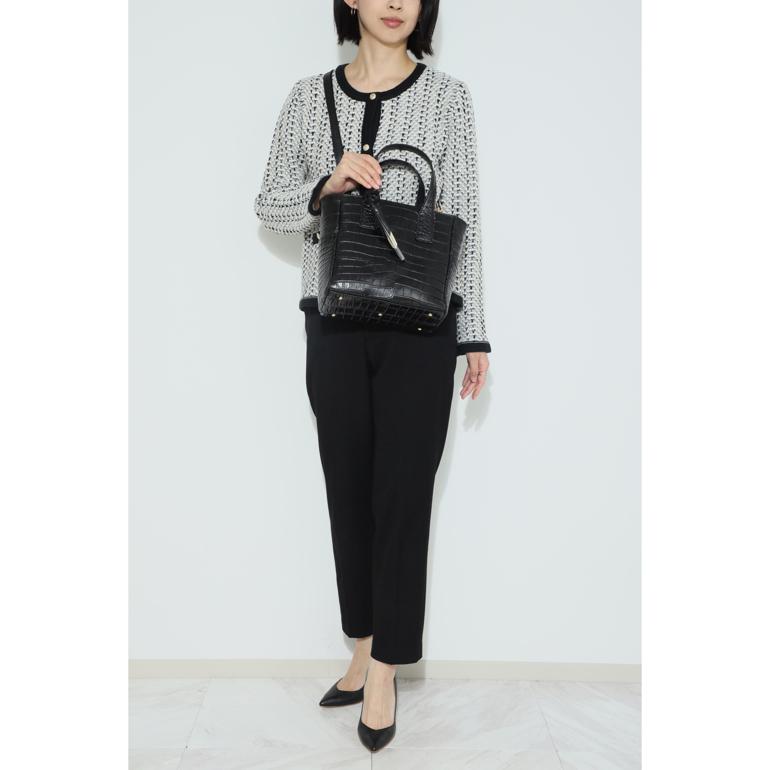 パープルクラウド 日本製 ポロサスクロコダイル ２ウェイトートバッグ