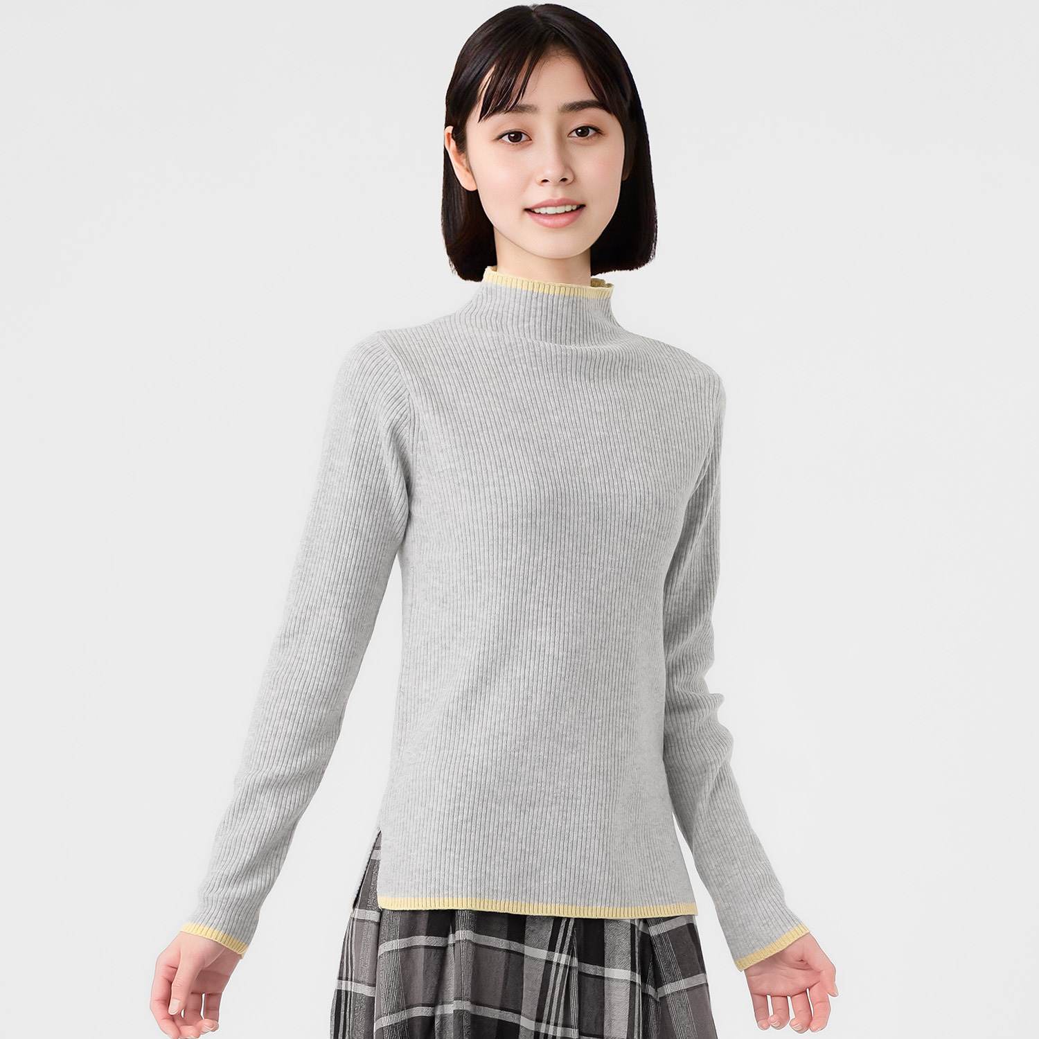 エムエムオー ボトルネック 配色ニットプルオーバー