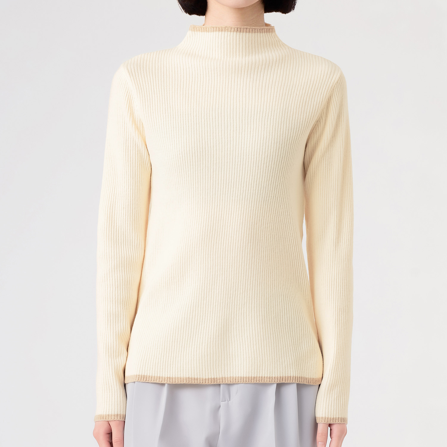 エムエムオー ボトルネック 配色ニットプルオーバー