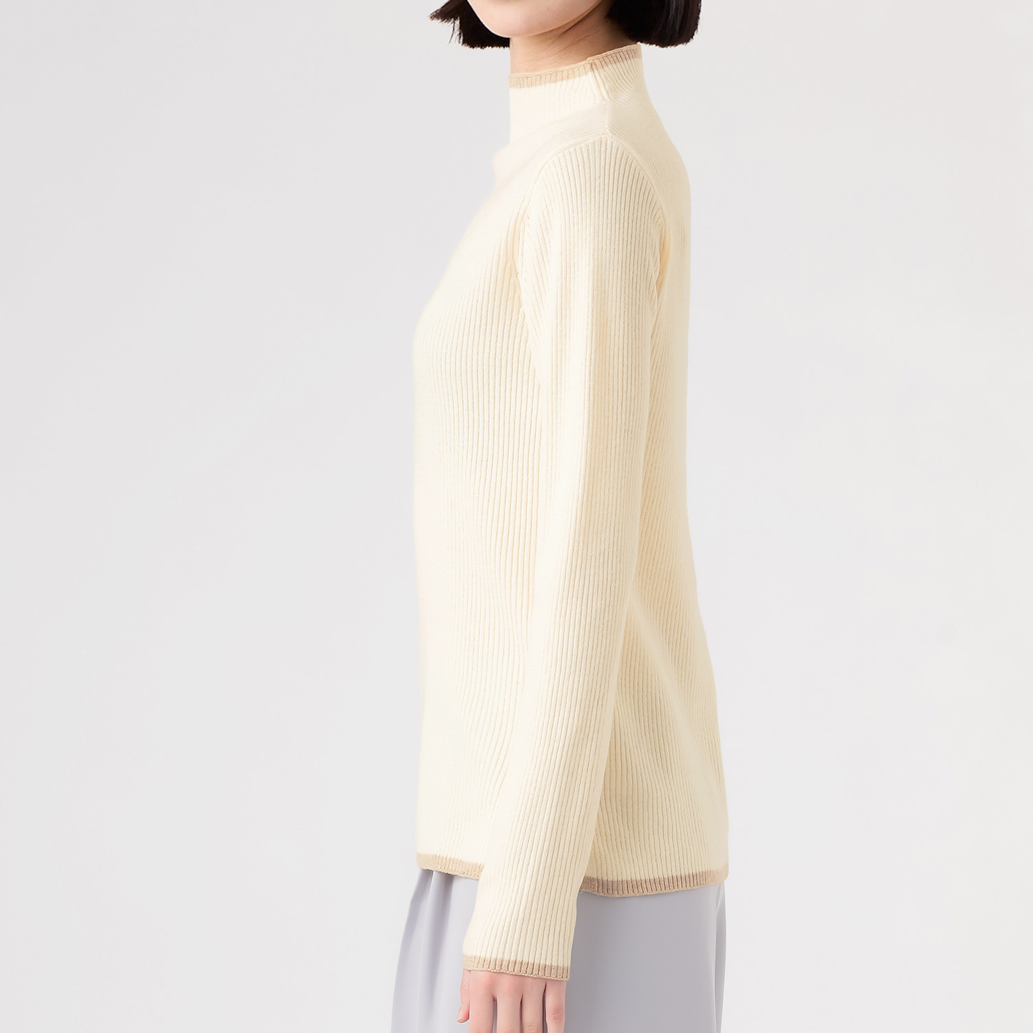 エムエムオー ボトルネック 配色ニットプルオーバー