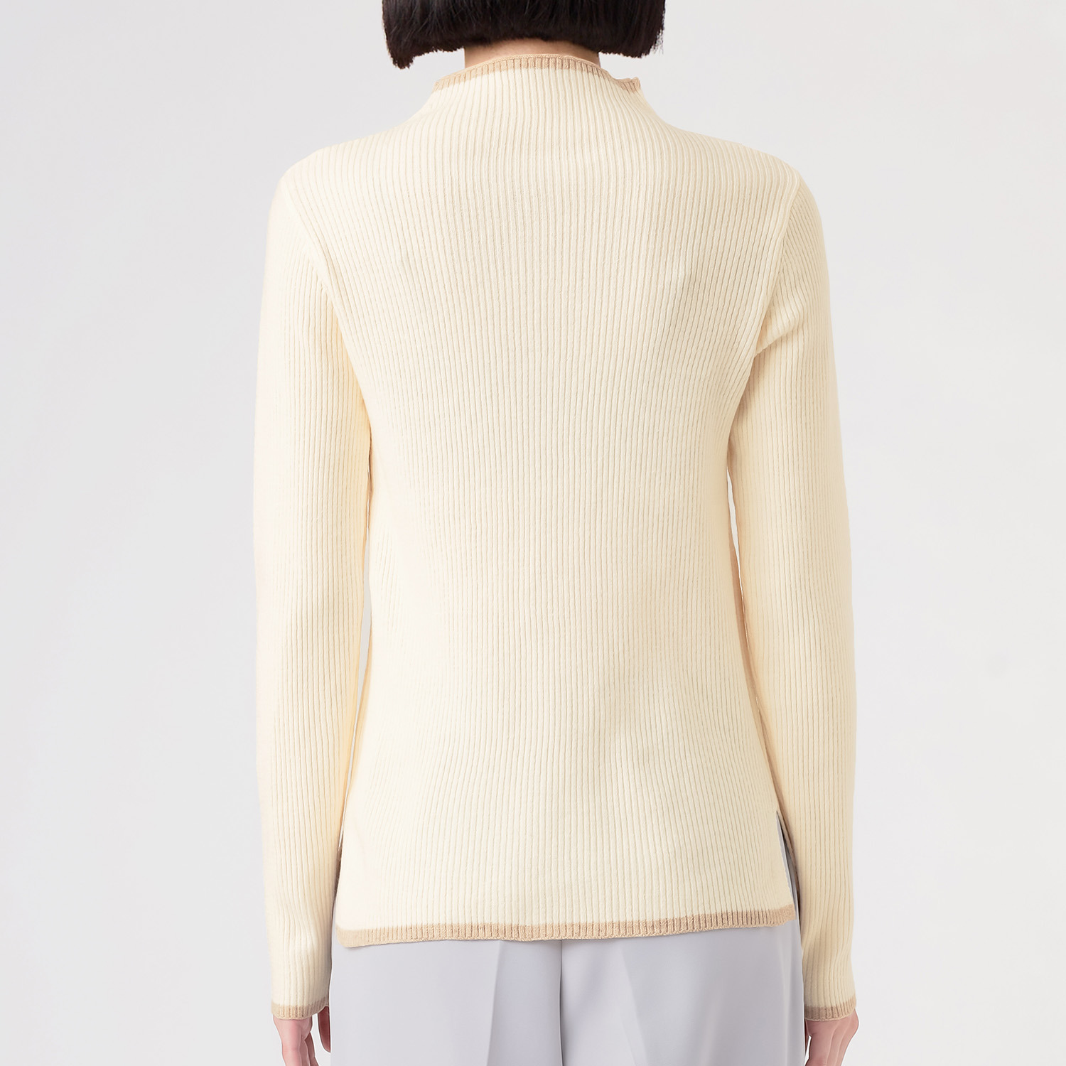 エムエムオー ボトルネック 配色ニットプルオーバー