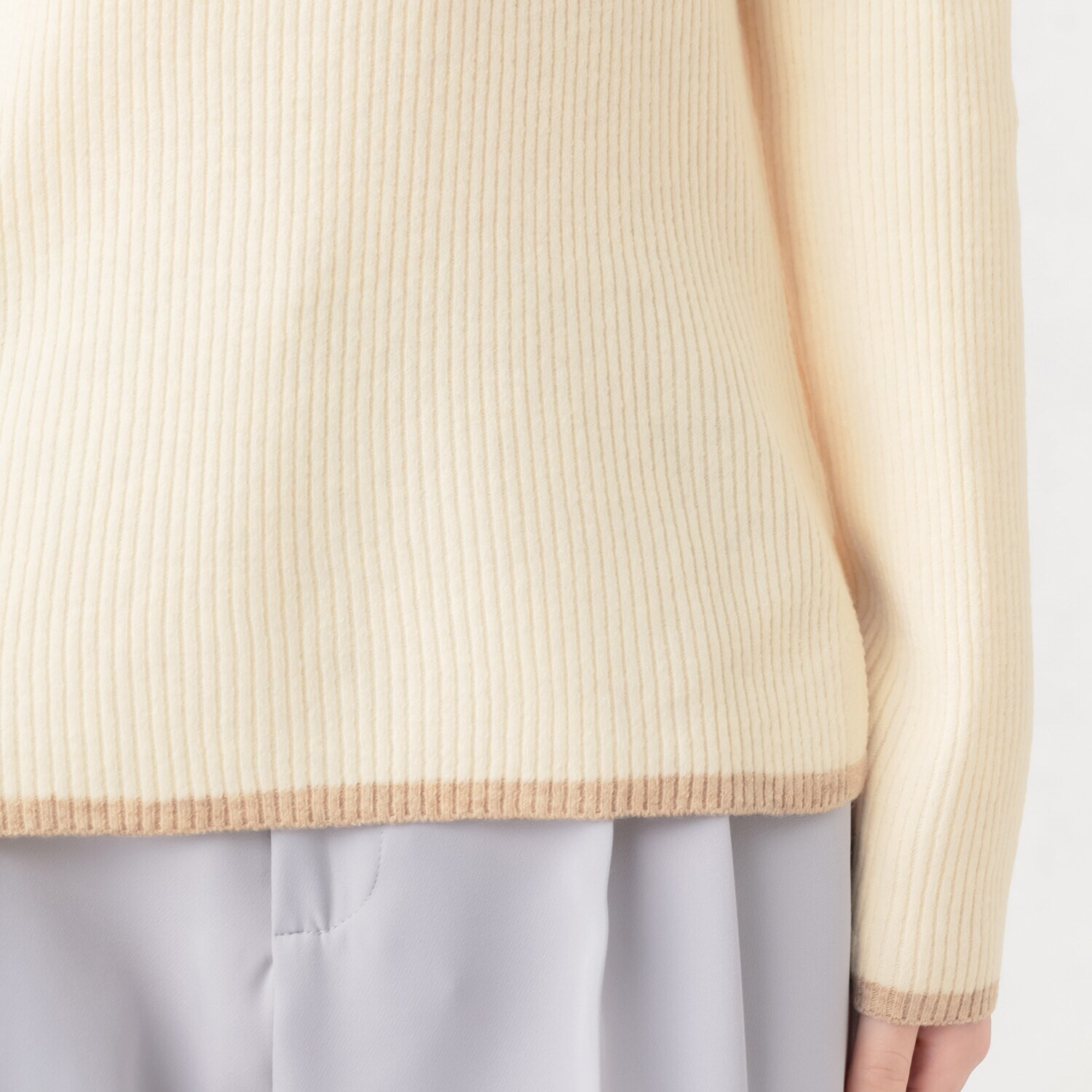 エムエムオー ボトルネック 配色ニットプルオーバー