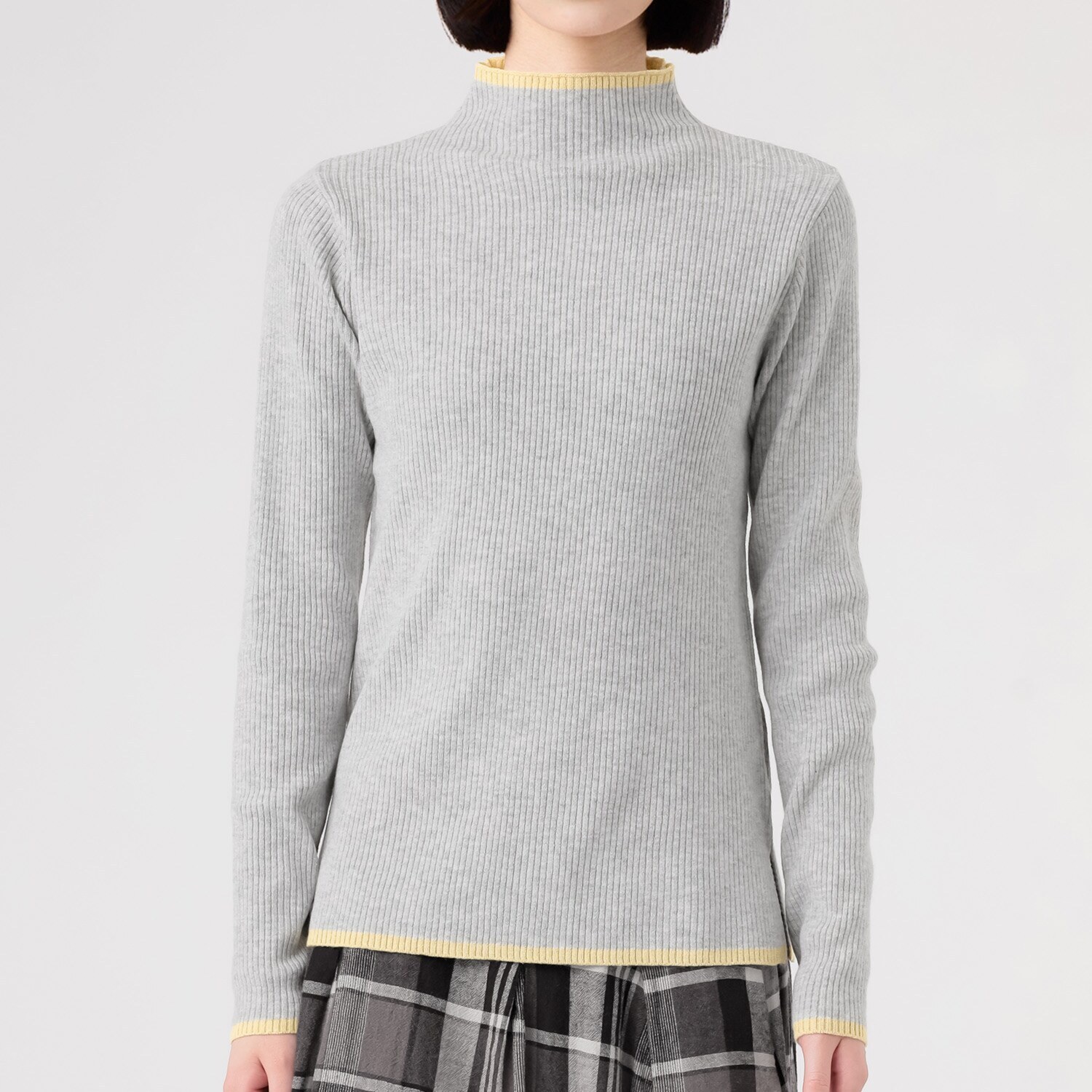 エムエムオー ボトルネック 配色ニットプルオーバー