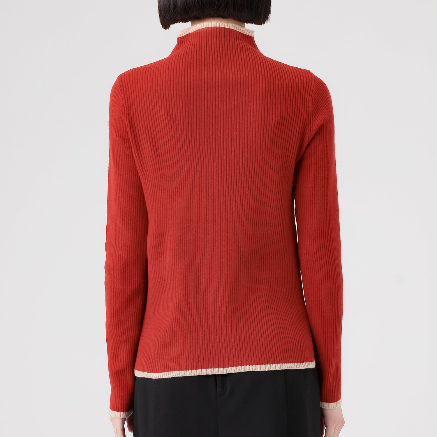 エムエムオー ボトルネック 配色ニットプルオーバー