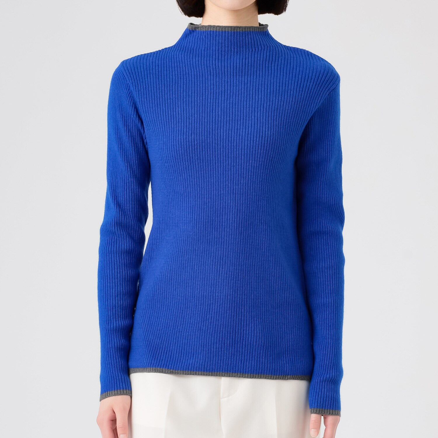 エムエムオー ボトルネック 配色ニットプルオーバー