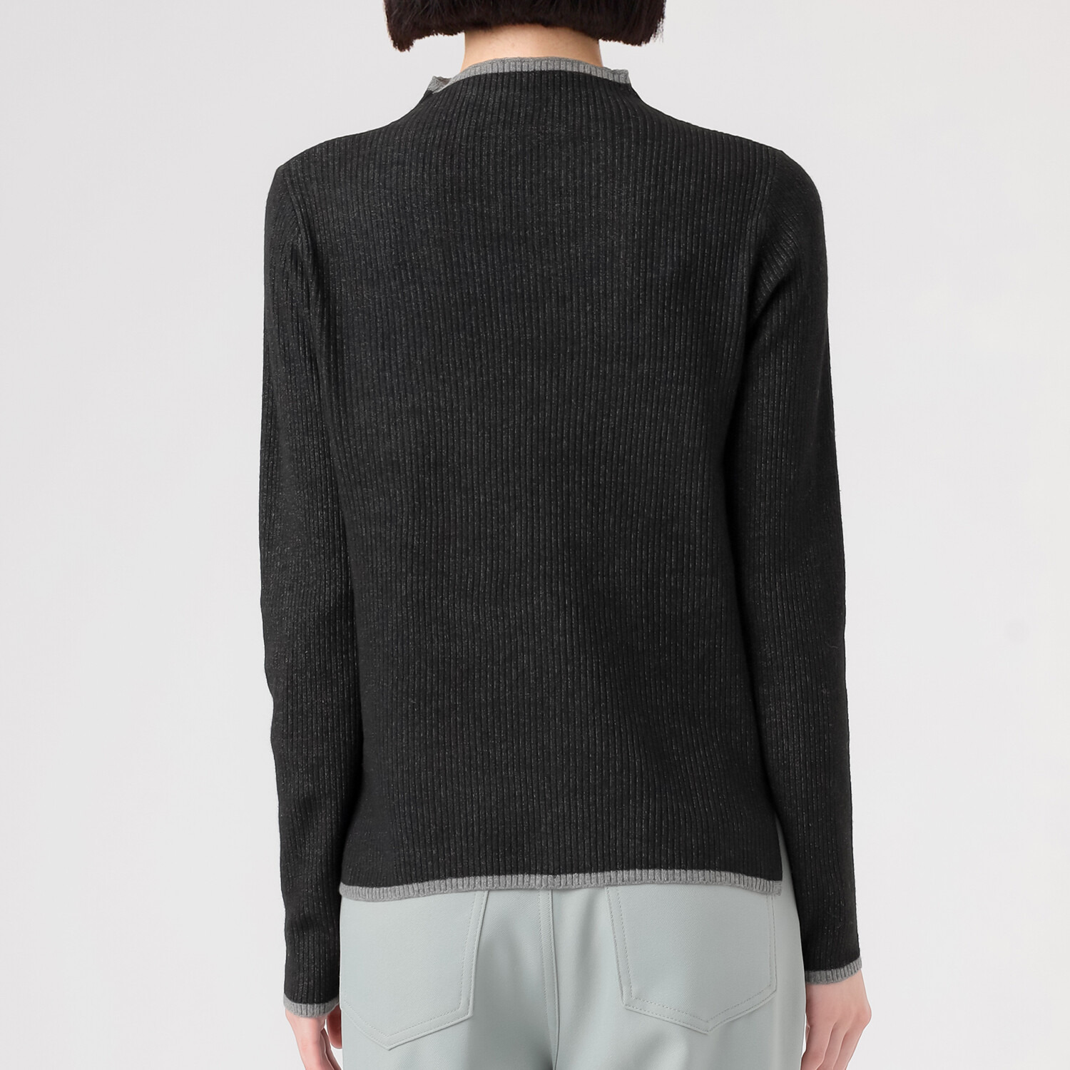 エムエムオー ボトルネック 配色ニットプルオーバー