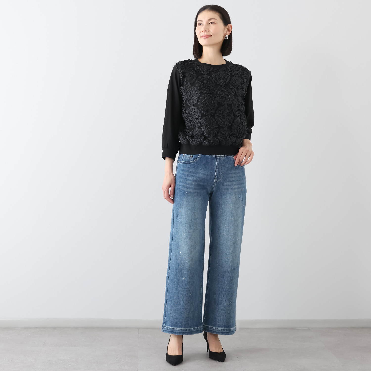 ダジュール 裏起毛 デニムパンツ