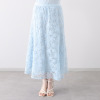 ルクオーレ スパンコールアクセント 立体チュール＆ モール刺しゅう 総レース ソフトフレアースカート