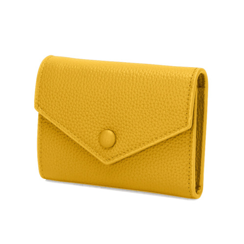 ラルジュ 牛革 くるみボタン 三つ折り財布