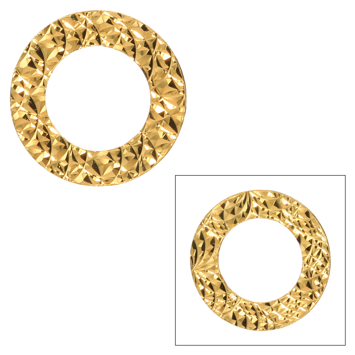 オール　ブランシュ 純金 ダイヤモンドカット＆ ホログラフカット リバーシブル リング型ペンダントトップ