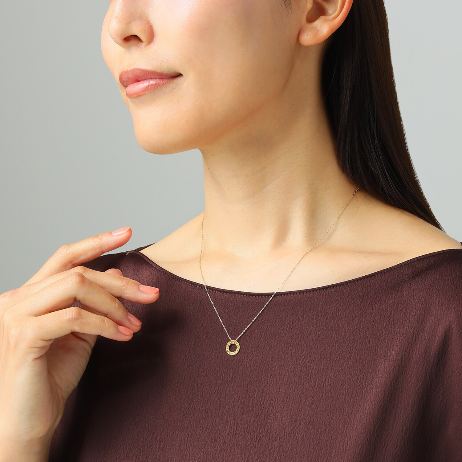 オール　ブランシュ 純金 ダイヤモンドカット＆ ホログラフカット リバーシブル リング型ペンダントトップ