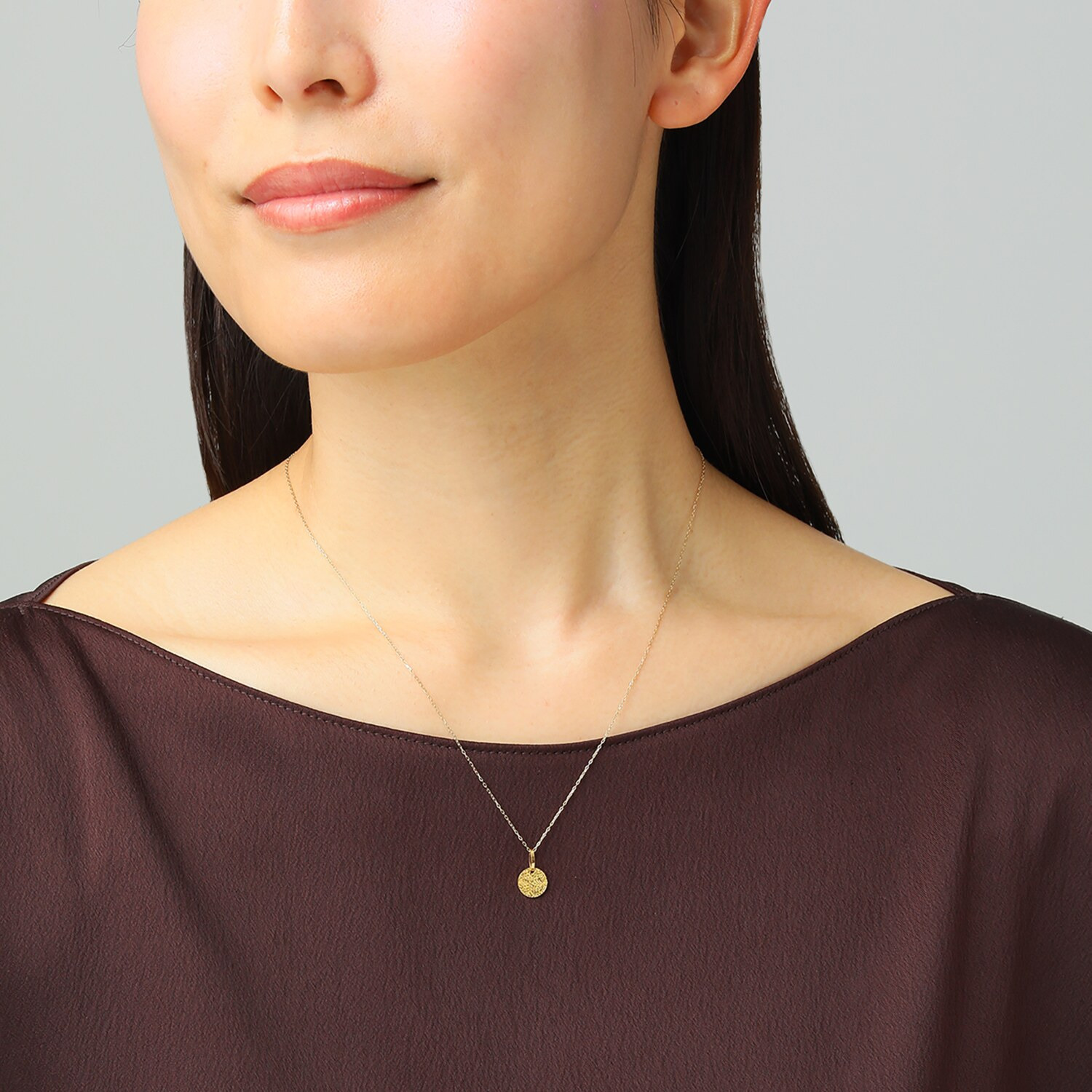 オール　ブランシュ 純金 ダイヤモンドカット＆ ホログラフカット リバーシブル 丸型ペンダントトップ