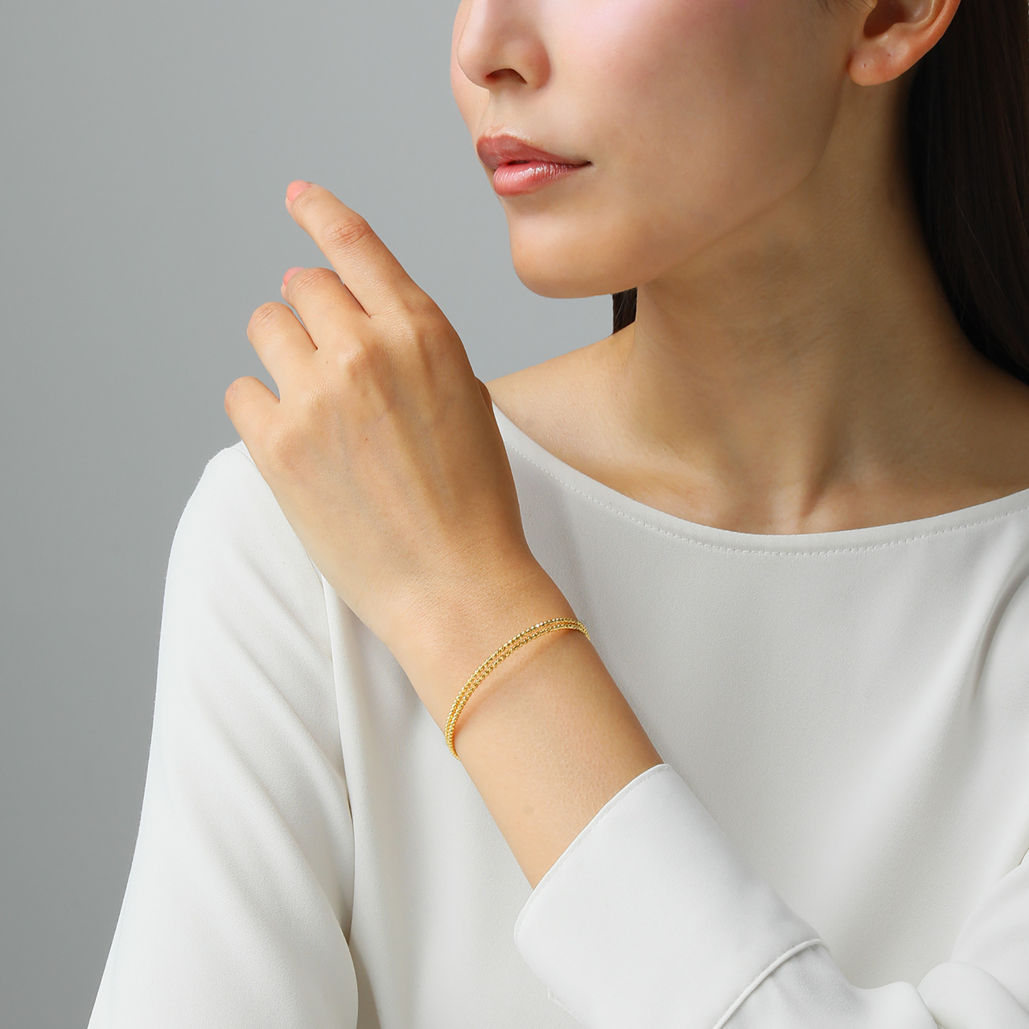 オール　ブランシュ 純金 ヴィーナスカット ２連フレキシブルバングル