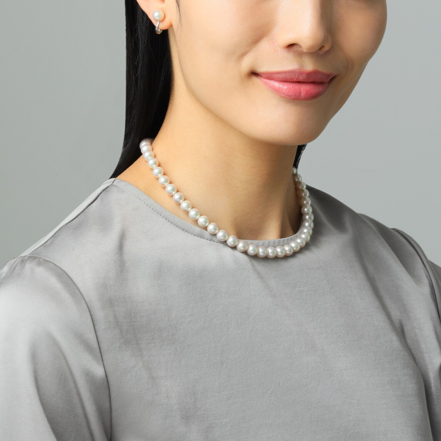 プレミアムパール 泉州の職人技 ８ｍｍＵＰ　貝パール ネックレス＆ イヤリング／ピアスセット