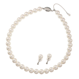 プレミアムパール 泉州の職人技 ９ｍｍＵＰ　貝パール ネックレス＆ イヤリング／ピアスセット