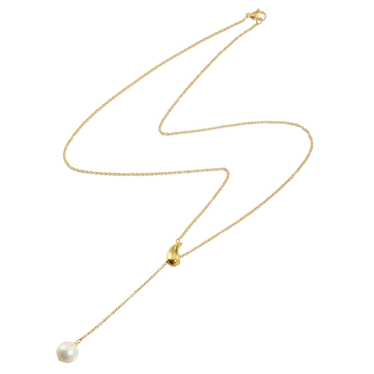 プレミアムパール 泉州の職人技 ステンレス １０ｍｍＵＰ　貝パール Ｙデザインネックレス