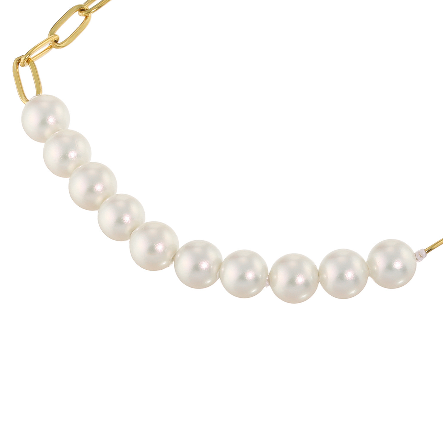 プレミアムパール 泉州の職人技 ステンレス 貝パール ハーフデザイン チェーンブレスレット