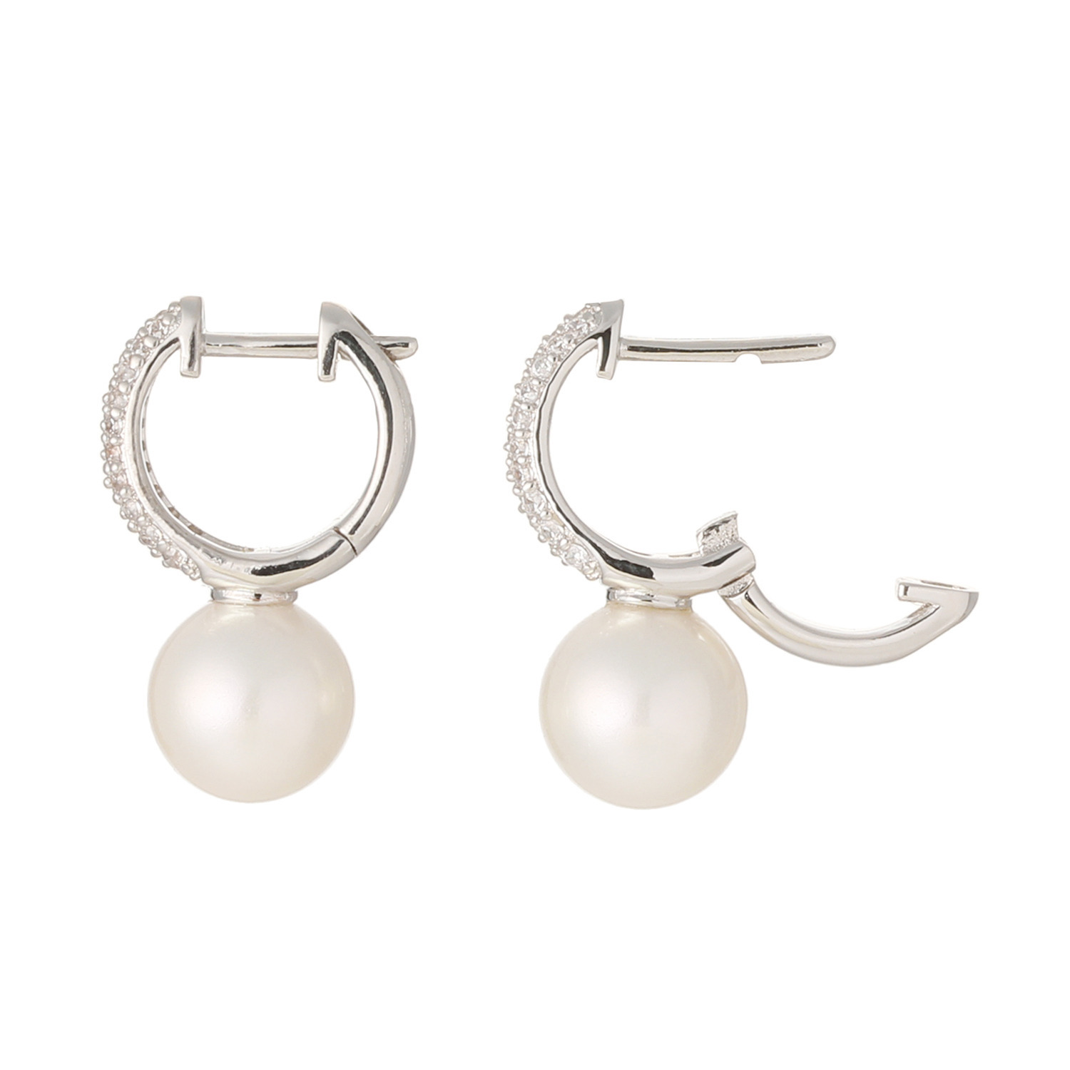 プレミアムパール 泉州の職人技 貝パール＆ＣＺ パヴェスタイル イヤリング／ピアス