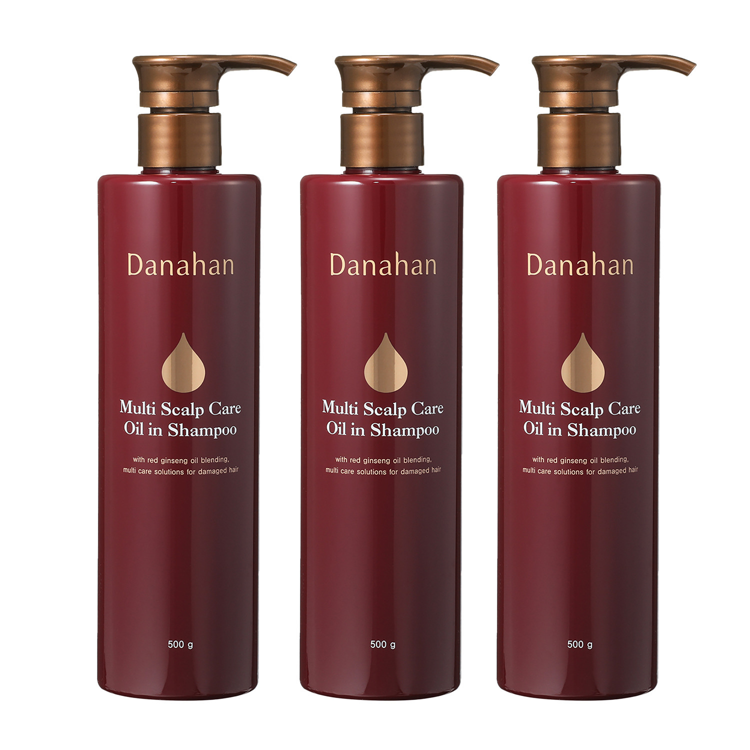 ダナハン 韓国伝統美容発想 高麗人参６年根使用！ ハリコシのあるツヤ髪へ マルチ　スカルプケア オイルインシャンプー ３本セット