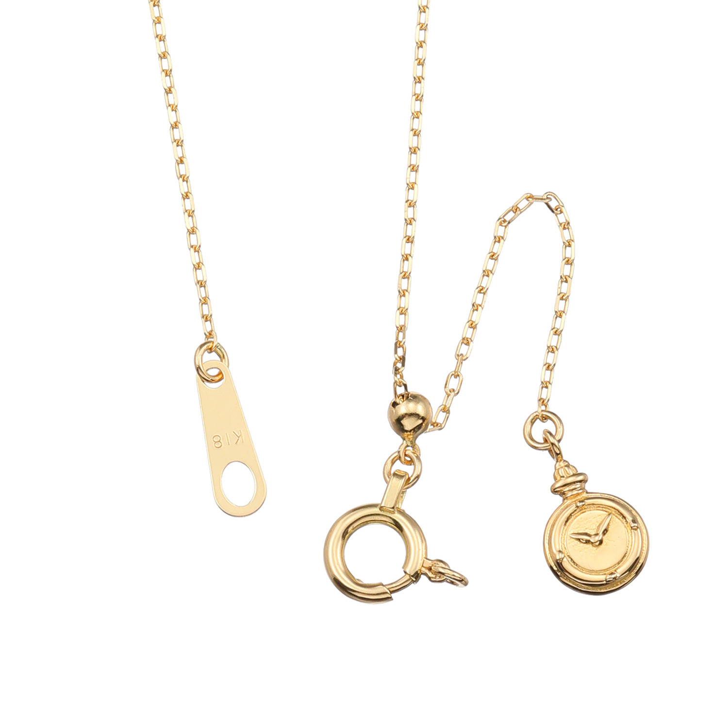 チェルカーレ １８Ｋ 懐中時計モティーフ付 ケーブルチェーン ネックレス