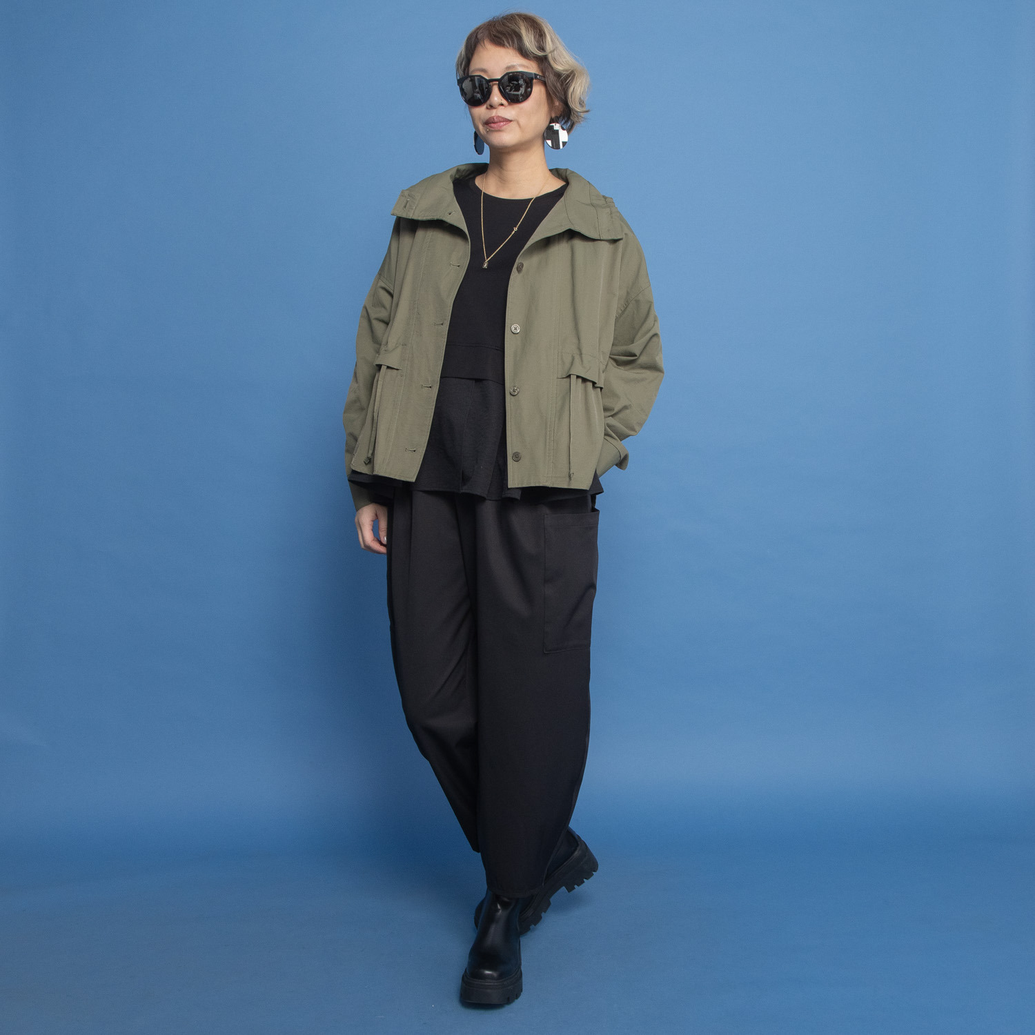 ヨーコモリモト ボリュームネック デザインブルゾン