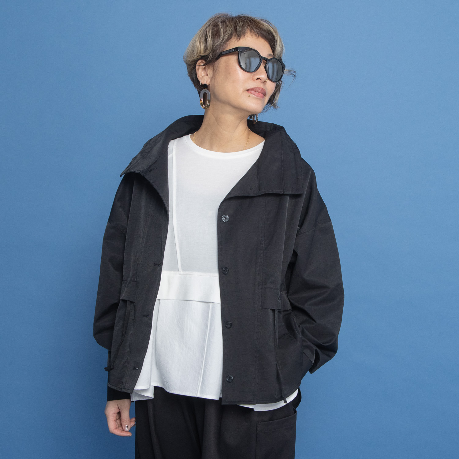 ヨーコモリモト ボリュームネック デザインブルゾン