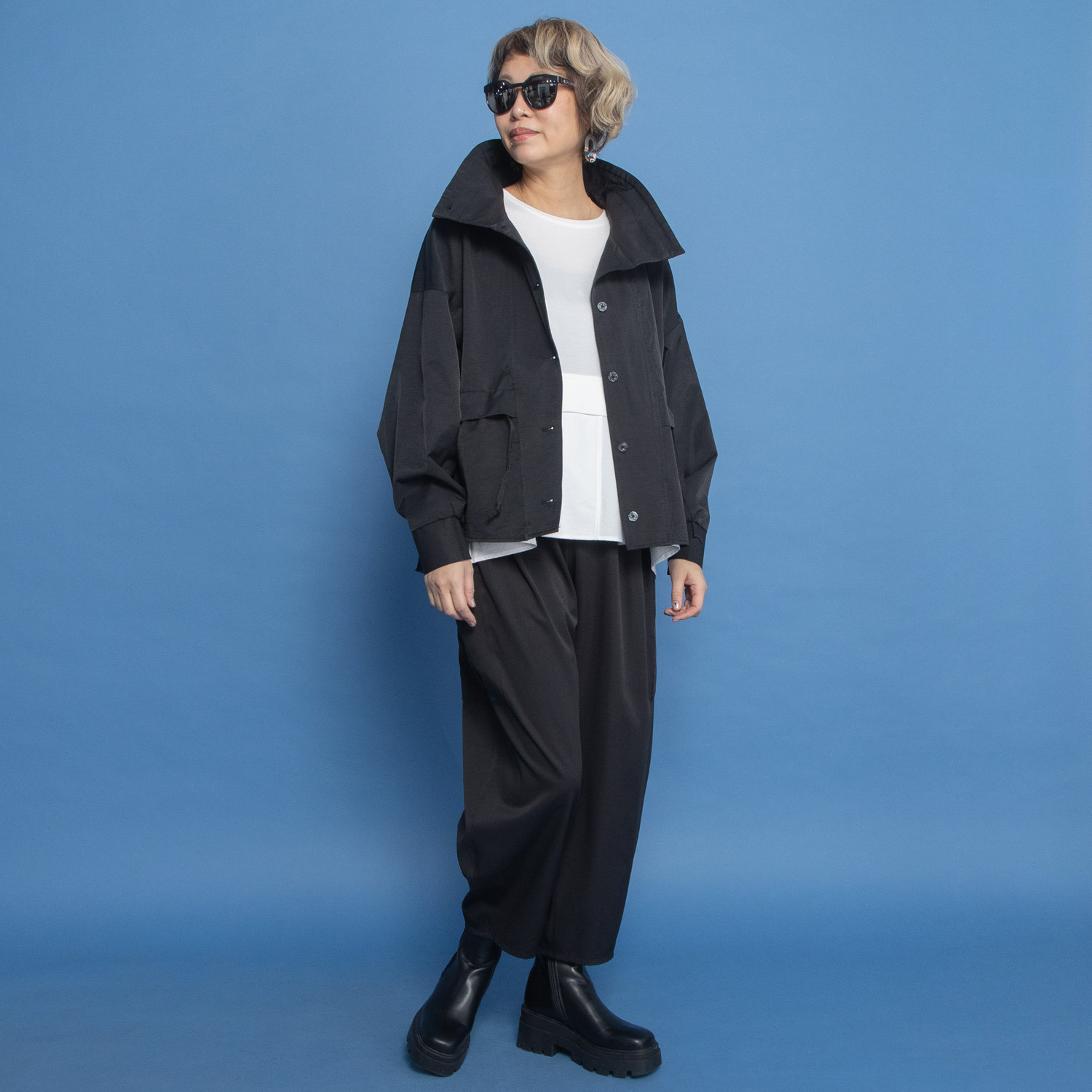 ヨーコモリモト ボリュームネック デザインブルゾン