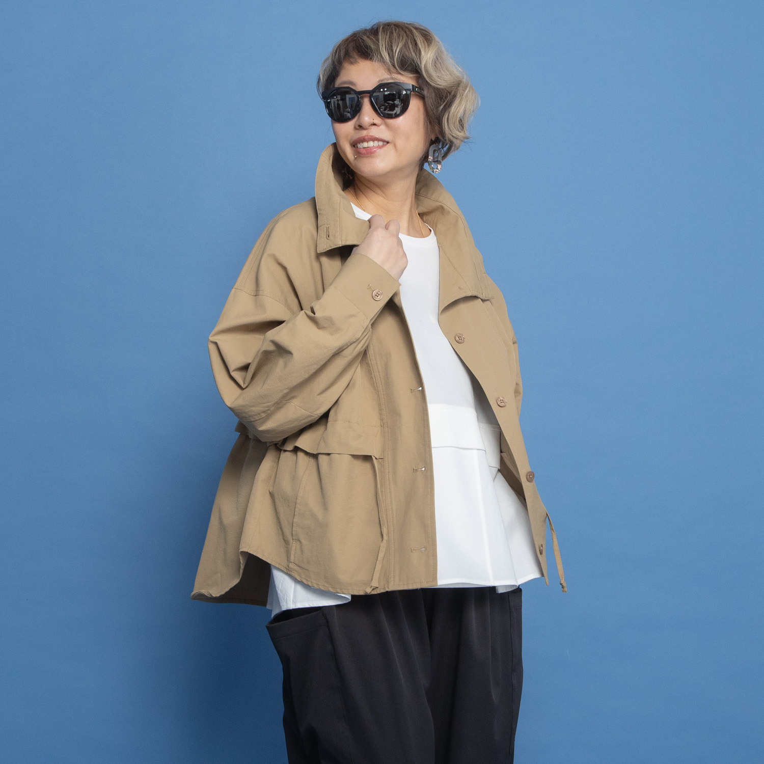 ヨーコモリモト ボリュームネック デザインブルゾン