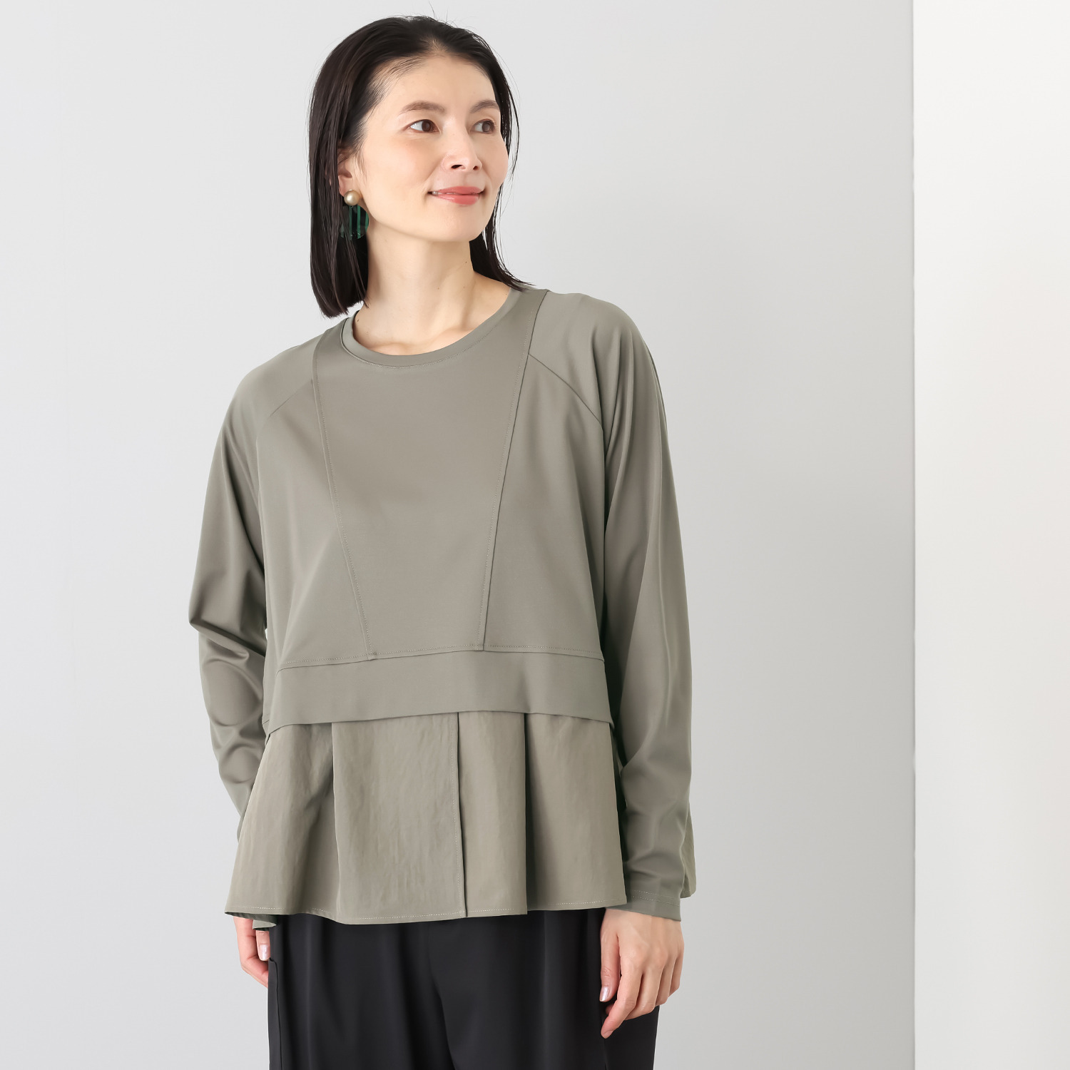 ヨーコモリモト ブランド定番 異素材コンビ デザインプルオーバー