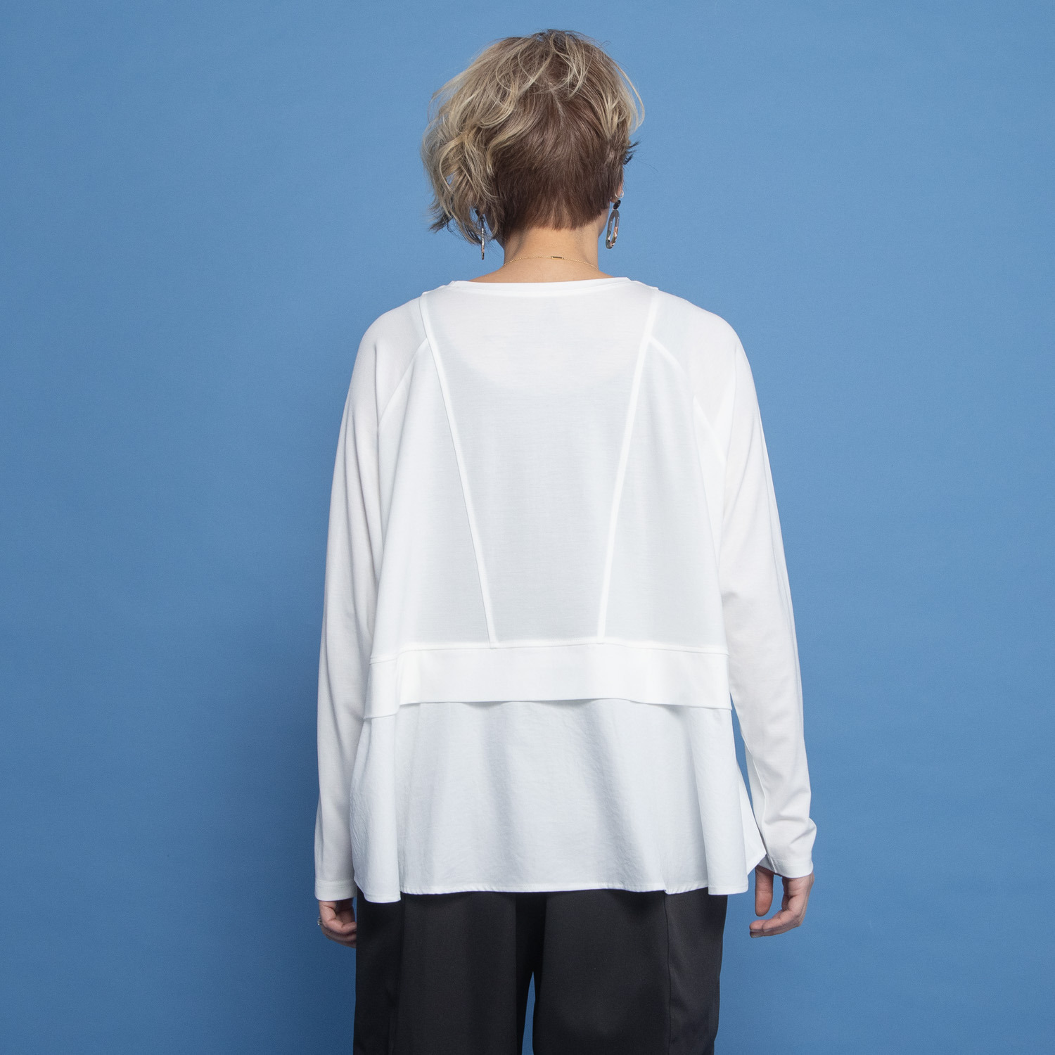 ヨーコモリモト ブランド定番 異素材コンビ デザインプルオーバー