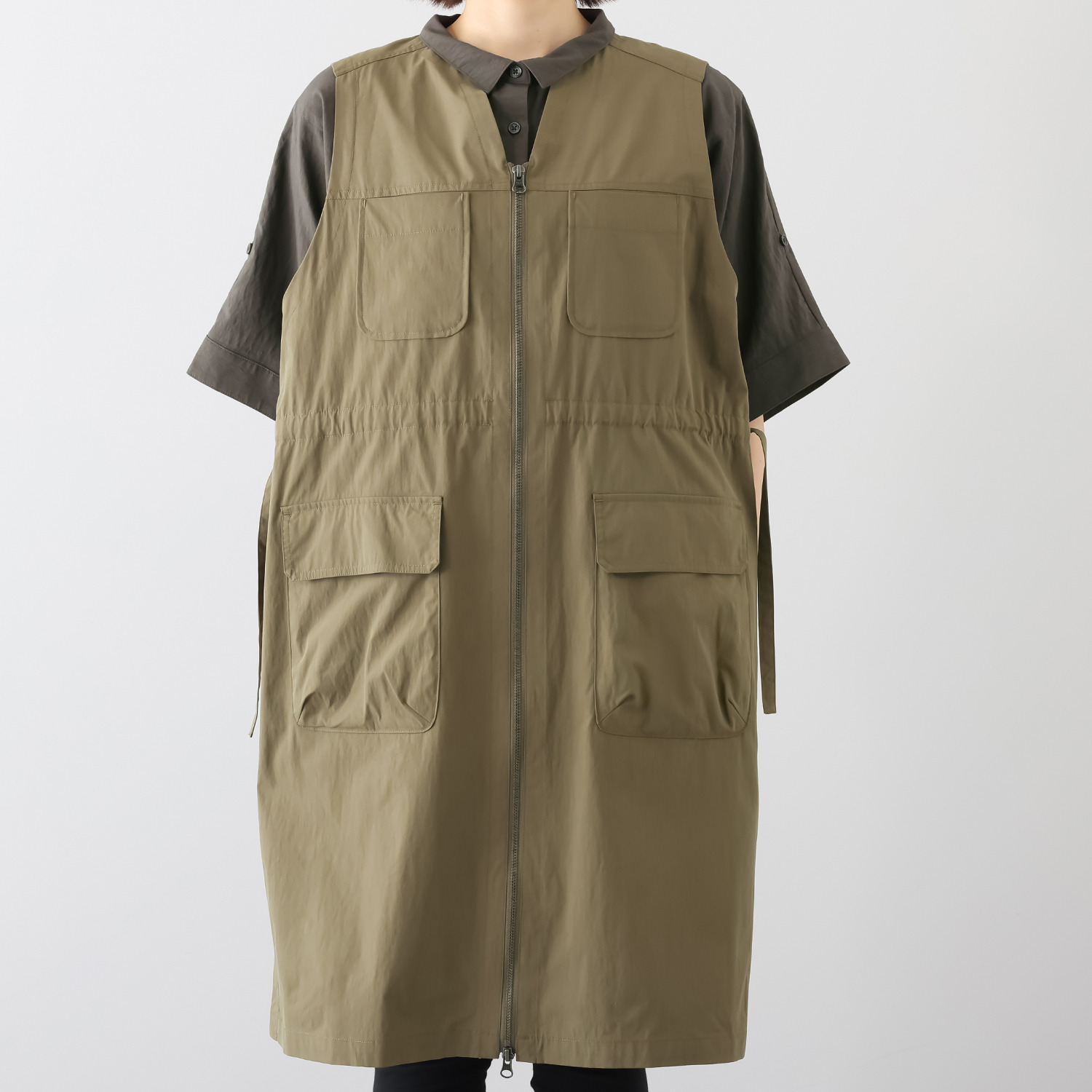 ヨーコモリモト ロング丈で スタイルアップ＆カバー カジュアルデザインベスト