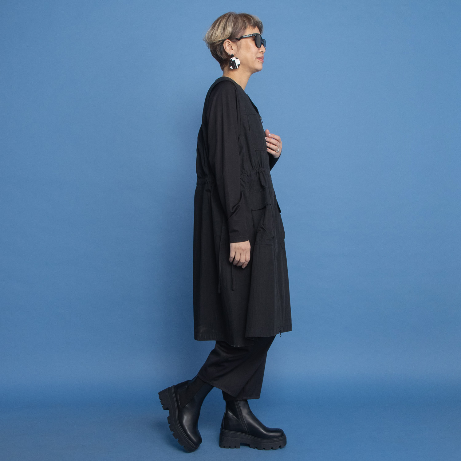 ヨーコモリモト ロング丈で スタイルアップ＆カバー カジュアルデザインベスト