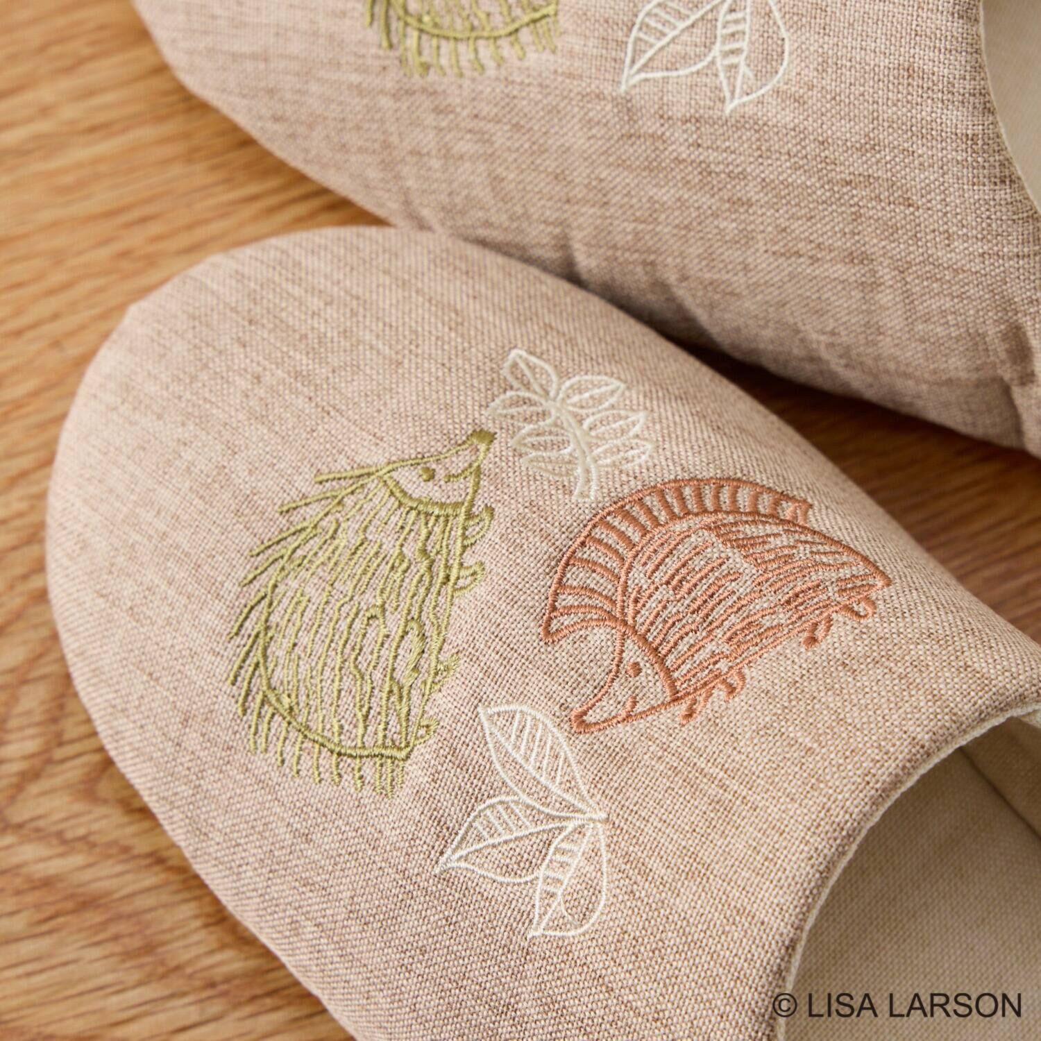 リサ・ラーソン マイキー×ハリネズミ 刺しゅう入りスリッパ ２足組