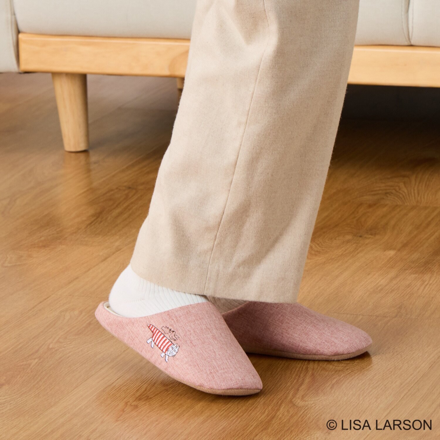 リサ・ラーソン マイキー×ハリネズミ 刺しゅう入りスリッパ ２足組