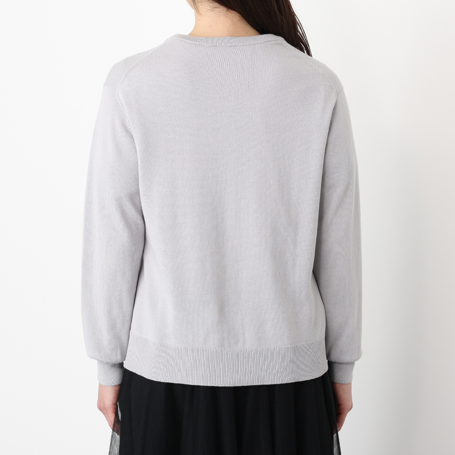 ソアージュ 極小スパンコールで 首元に煌めきを 綿１００％ スレンダー見え 長袖カーディガン